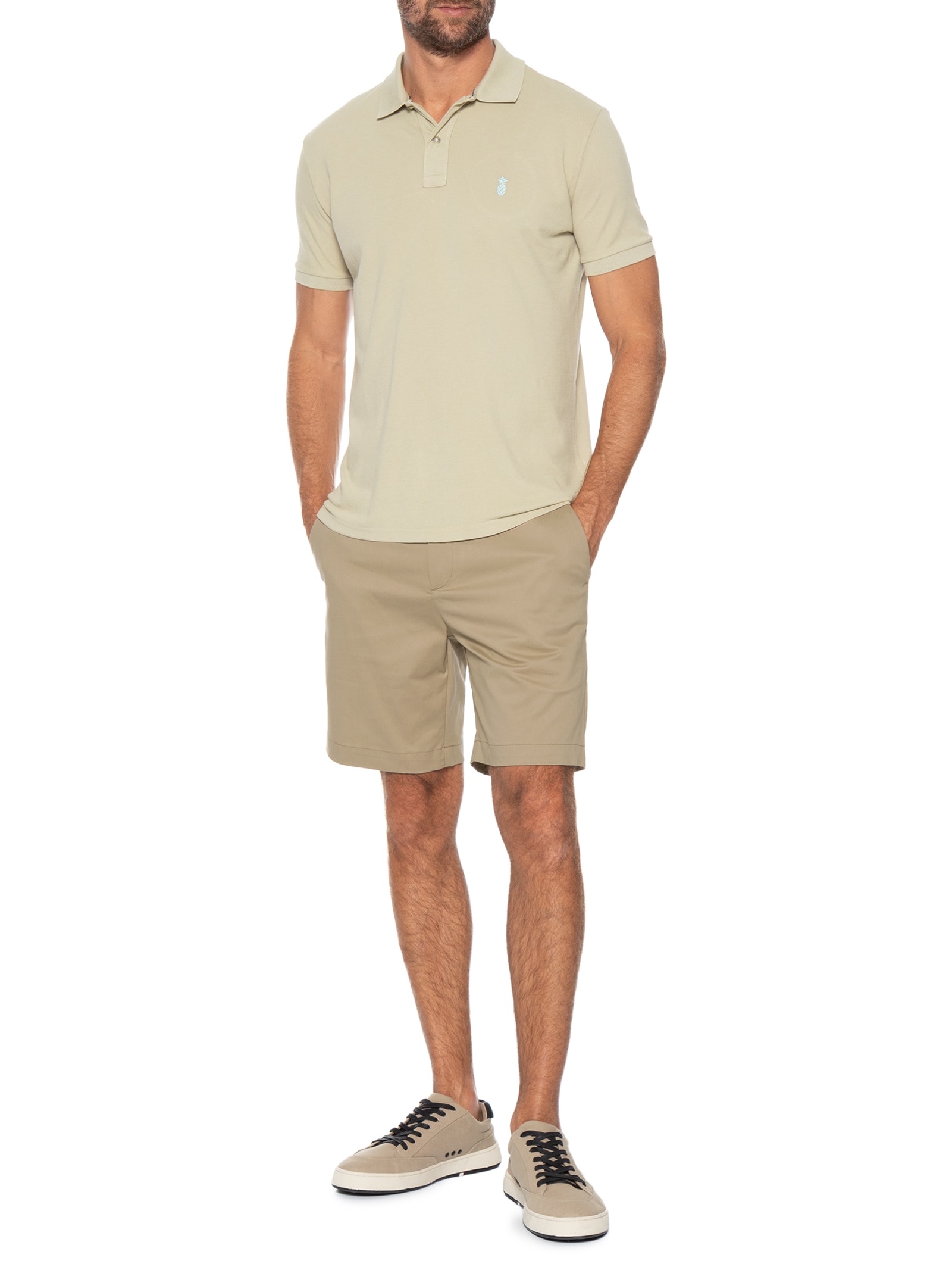 Polo Masculina Summer Bege Pineapple