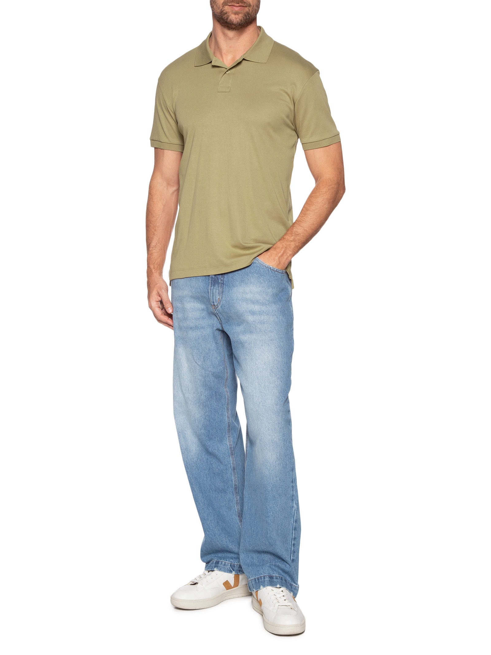 Polo Masculina Supersoft Bege Osklen