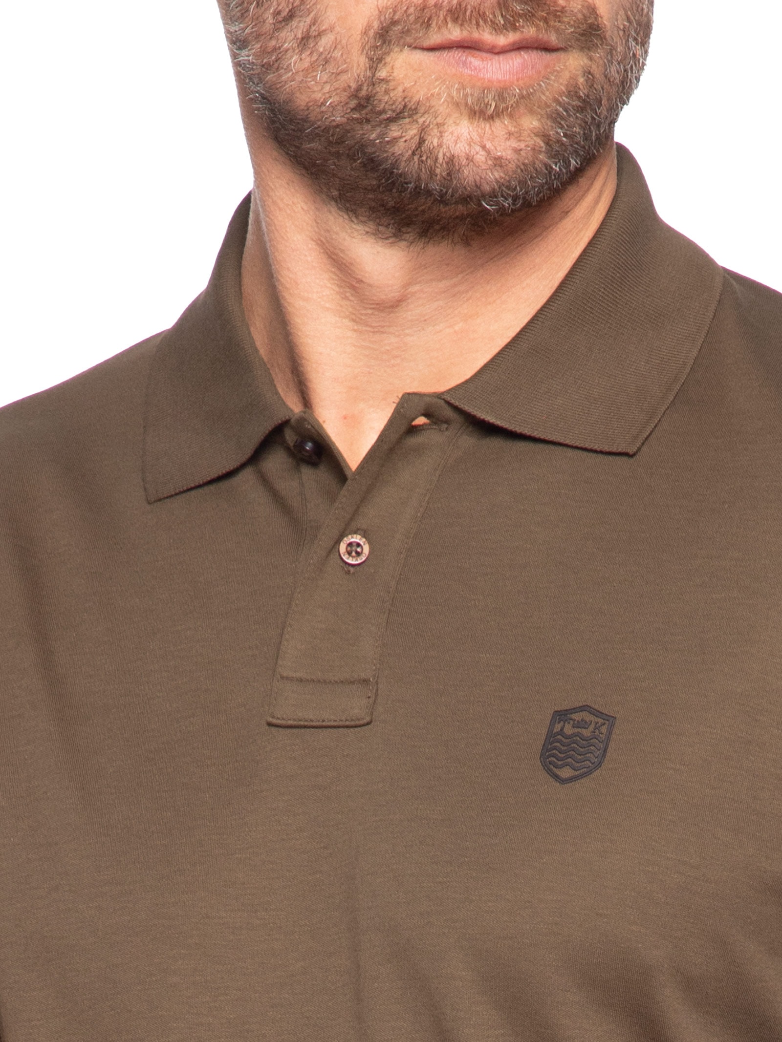Polo Masculina Supersoft Brasão Marrom Osklen