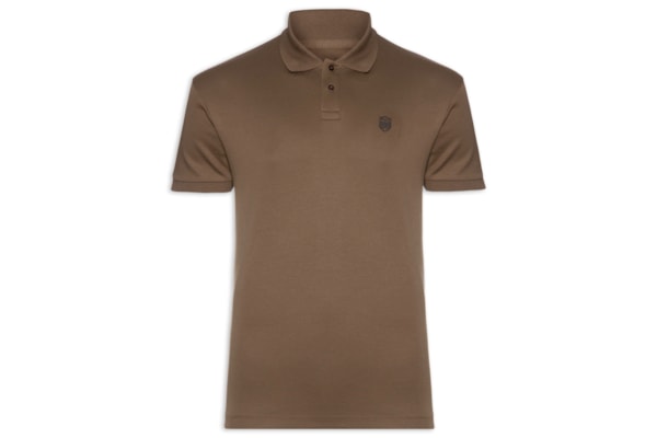 Polo Masculina Supersoft Brasão - Marrom