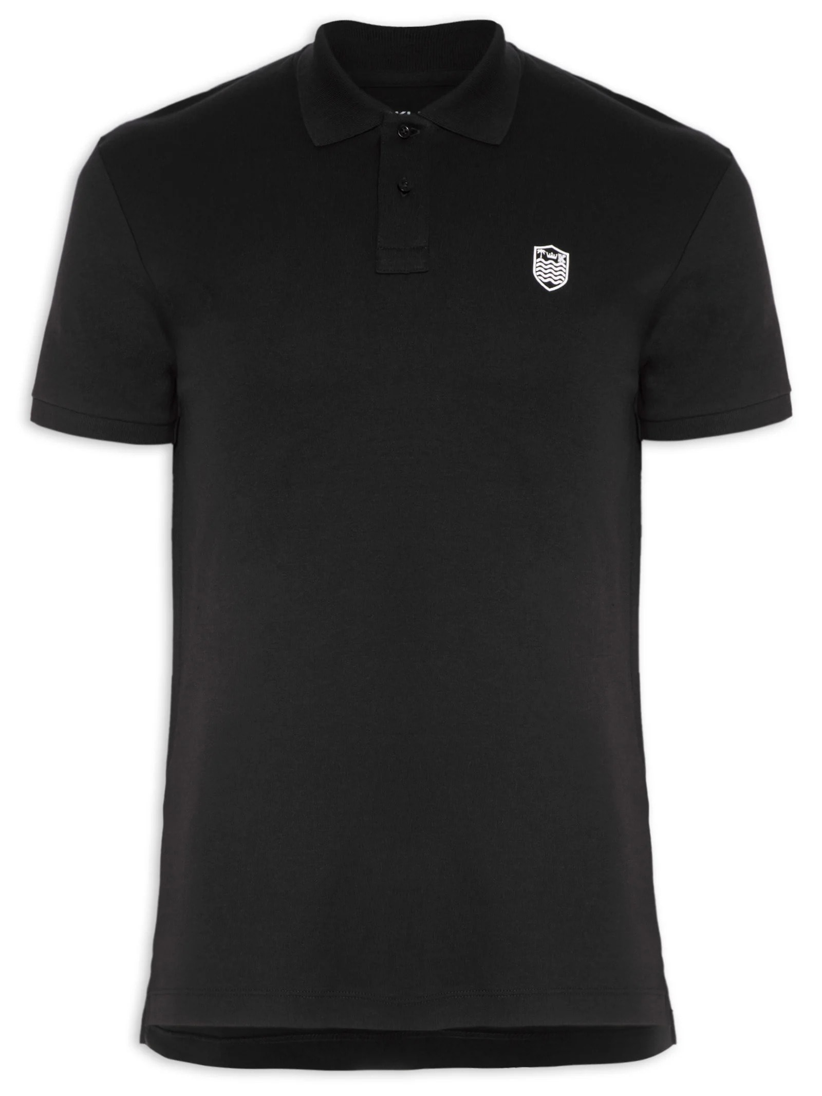 Polo Masculina Supersoft Brasão Preto Osklen