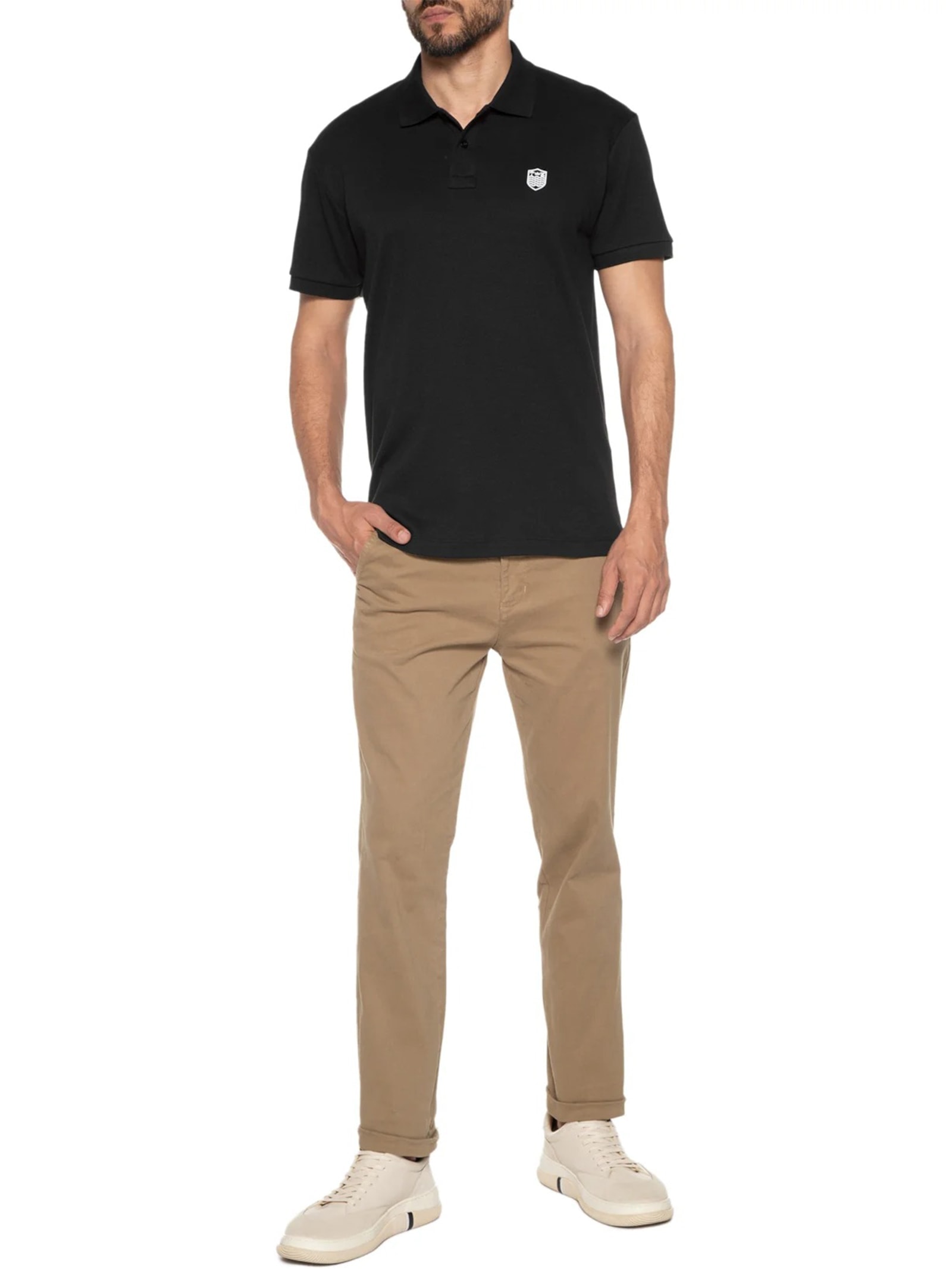 Polo Masculina Supersoft Brasão Preto Osklen
