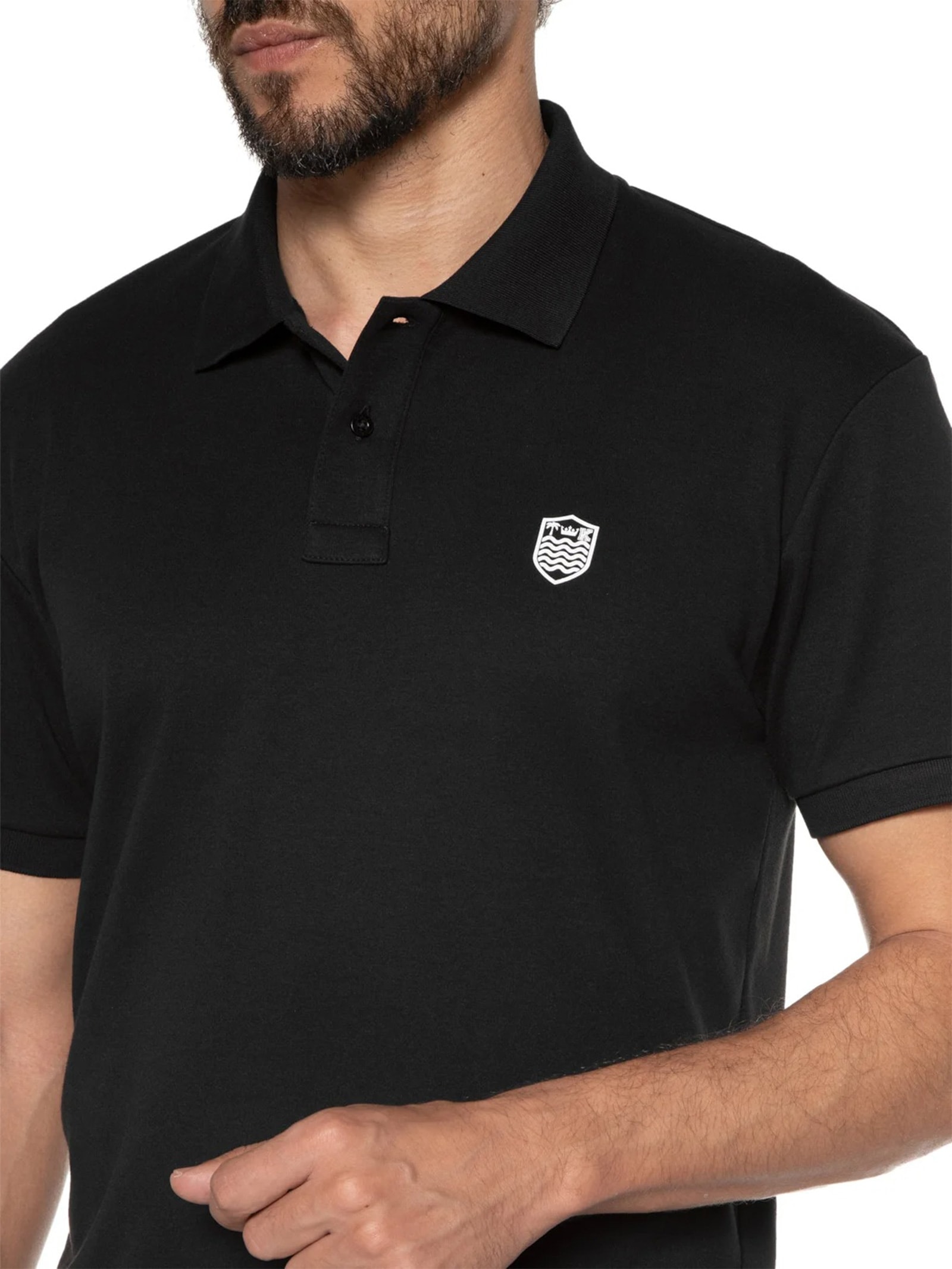 Polo Masculina Supersoft Brasão Preto Osklen