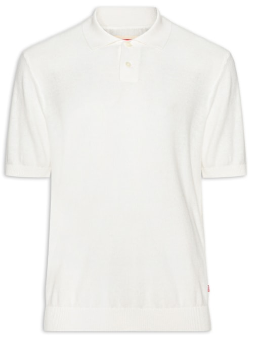 Polo Masculina Sweater Knit – Branco