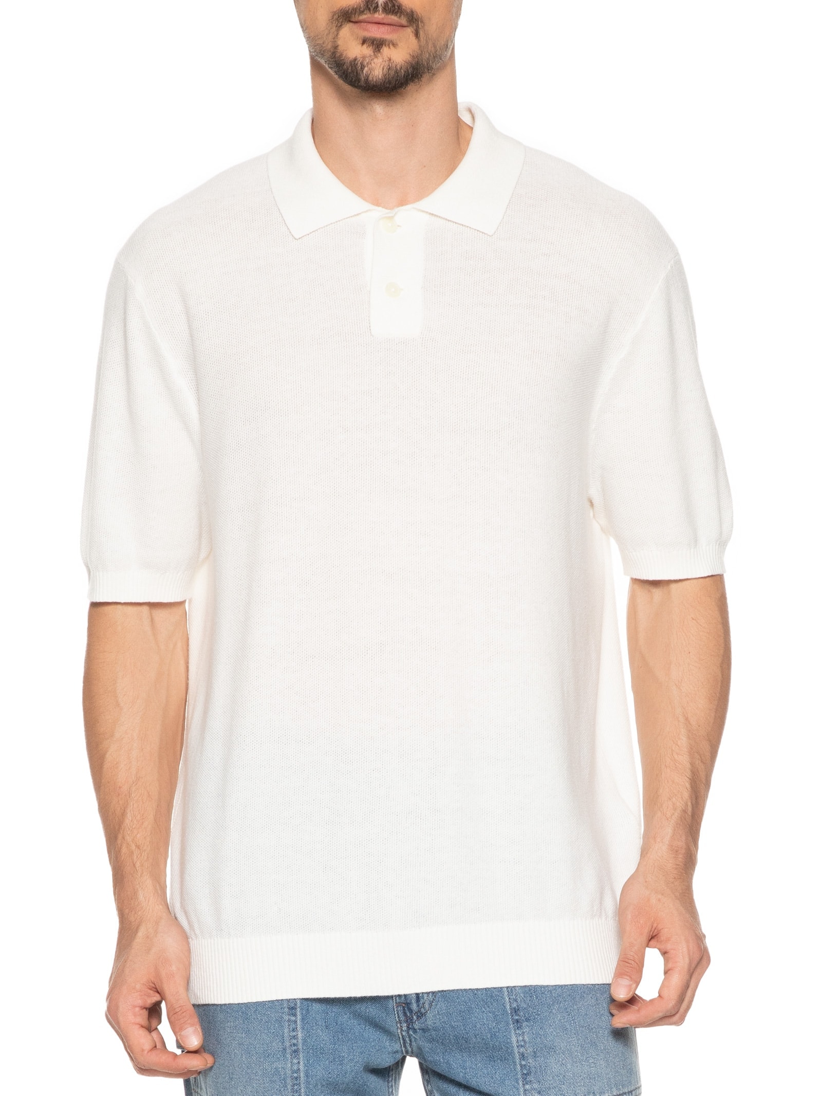 Polo Masculina Sweater Knit Branco Levi's
