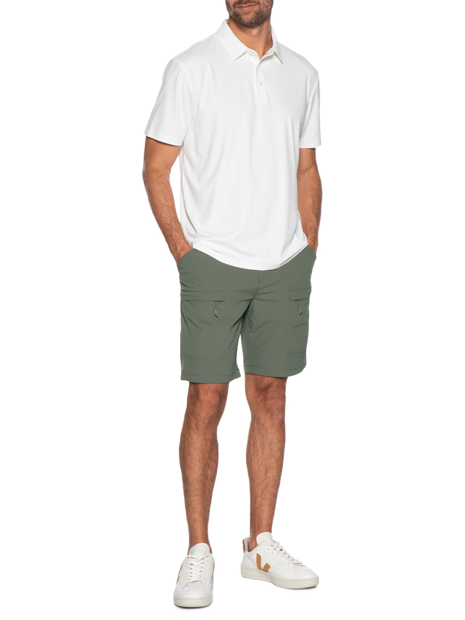 Polo Masculina Tech Corte A Laser Branco '2 Essential