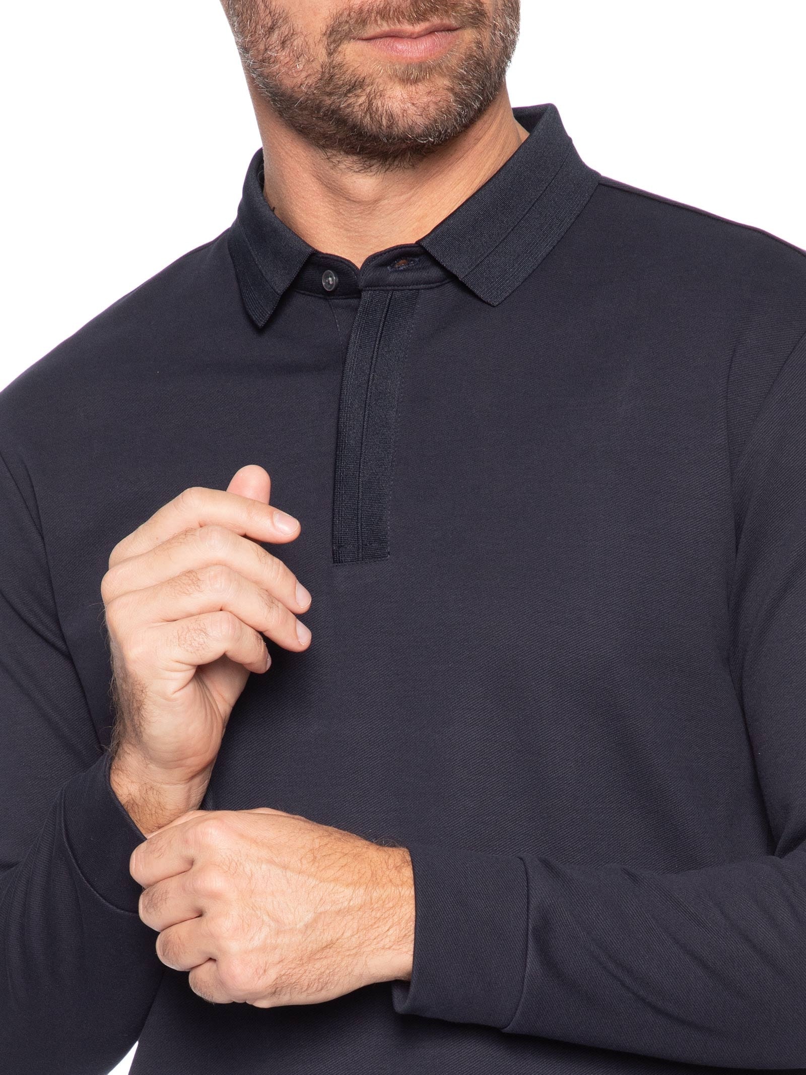 Polo Masculina Térmica Manga Longa Azul Basiq Men