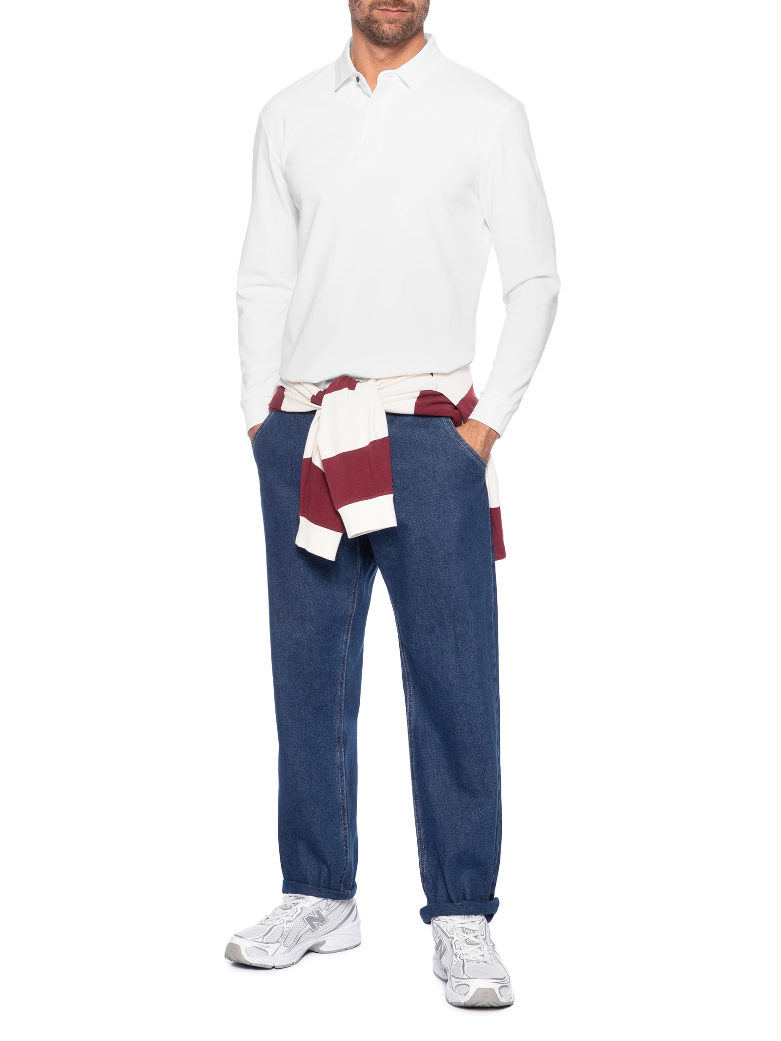 Polo Masculina Térmica Manga Longa Branco Basiq Men
