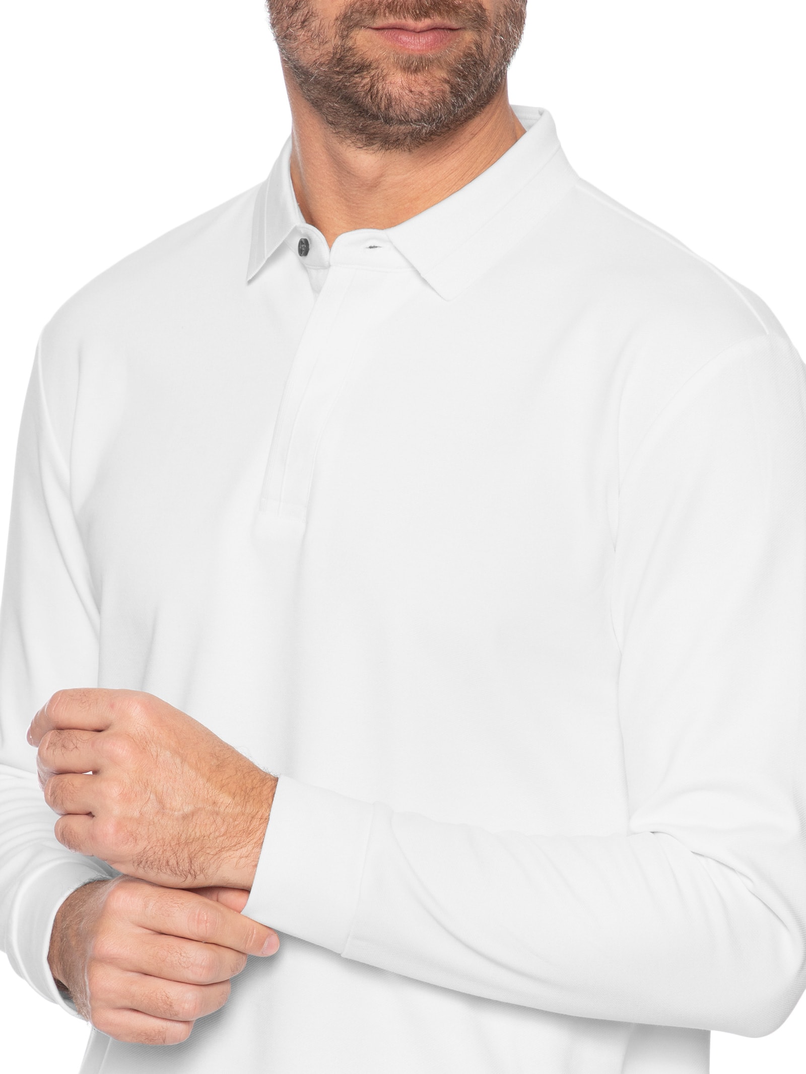 Polo Masculina Térmica Manga Longa Branco Basiq Men