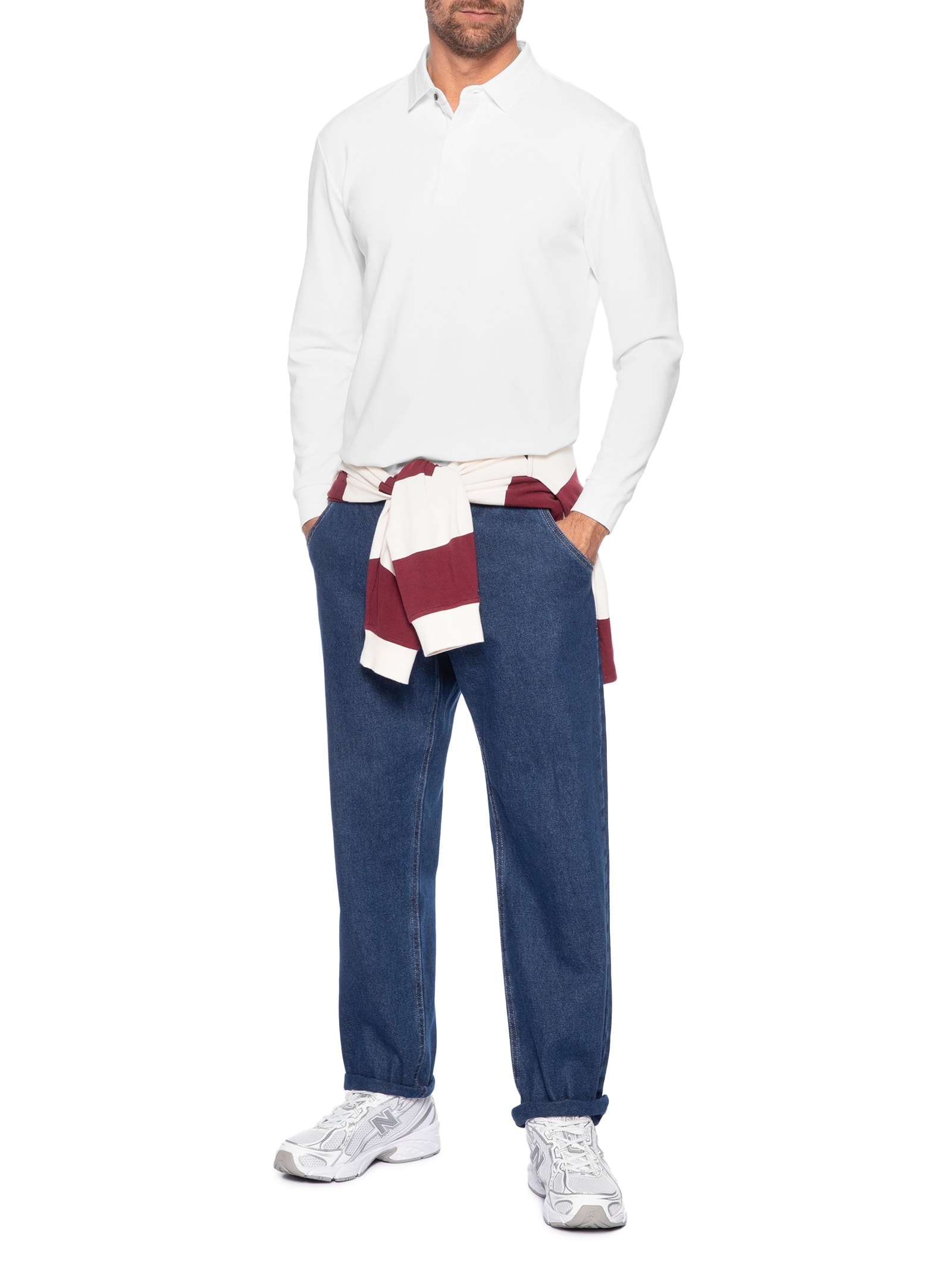Polo Masculina Térmica Manga Longa Branco Basiq Men