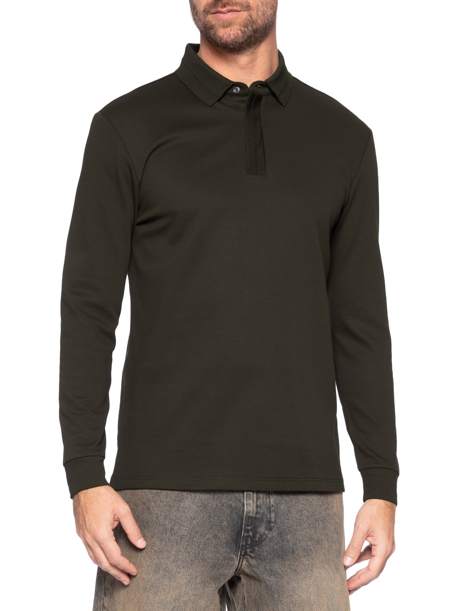 Polo Masculina Térmica Manga Longa Marrom Basiq Men