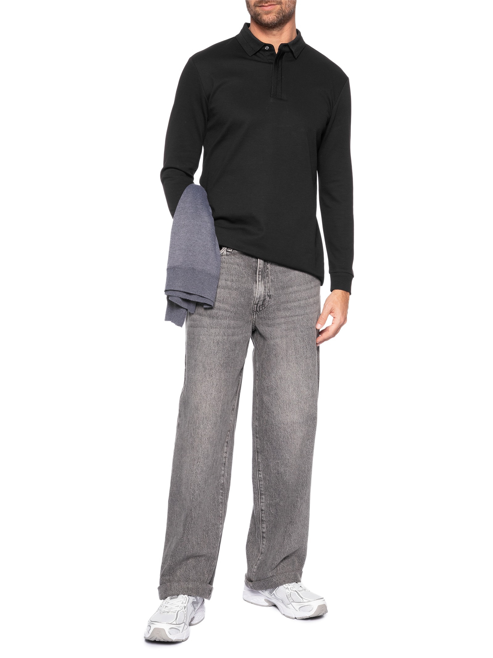 Polo Masculina Térmica Manga Longa Preto Basiq Men