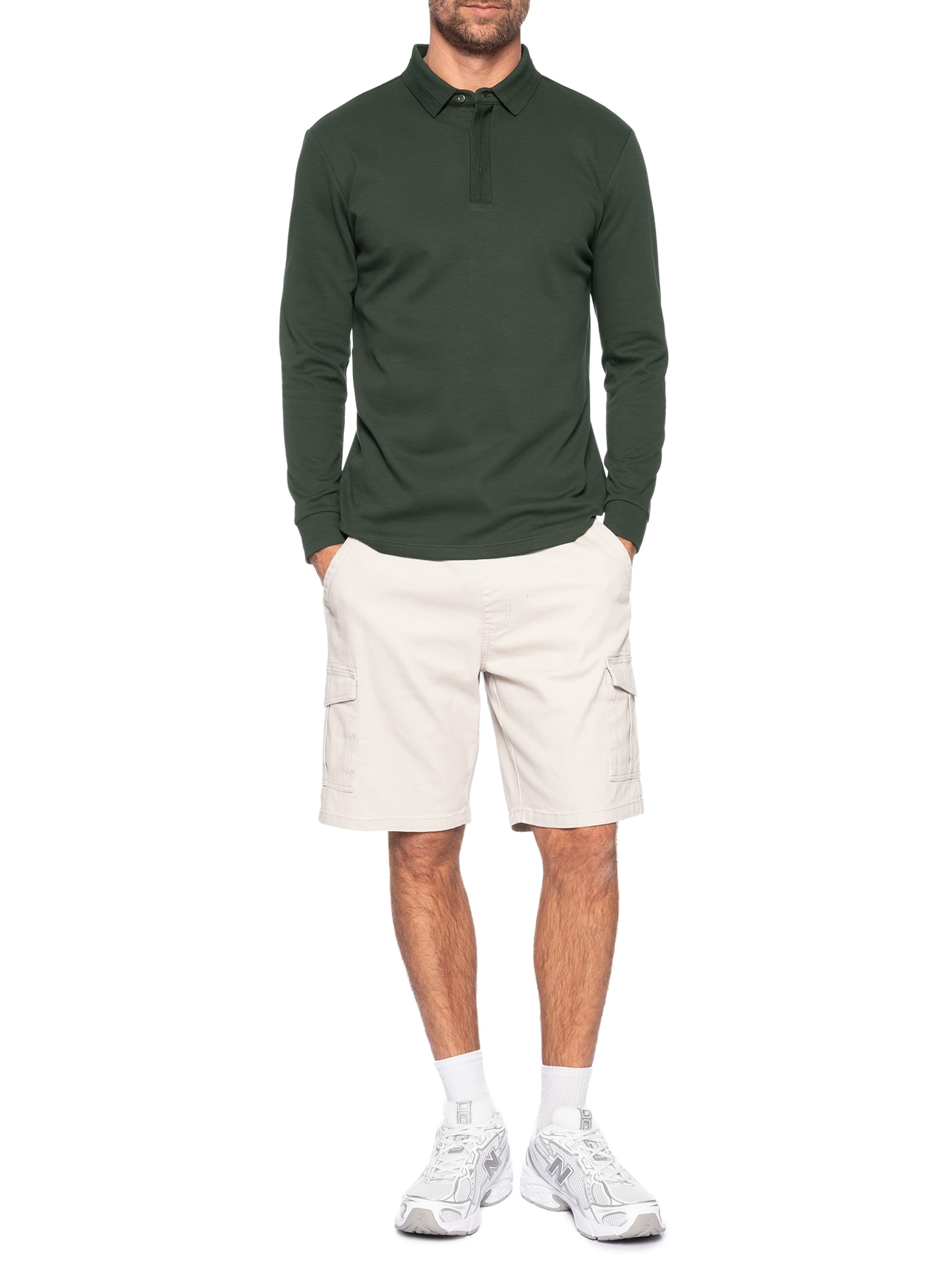 Polo Masculina Térmica Manga Longa Verde Basiq Men