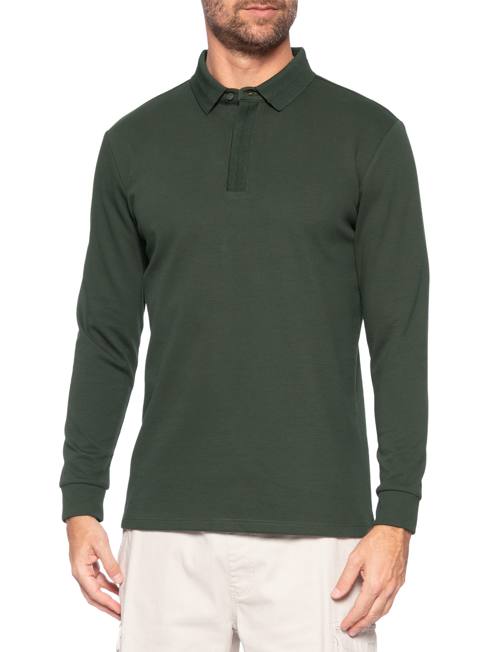 Polo Masculina Térmica Manga Longa Verde Basiq Men