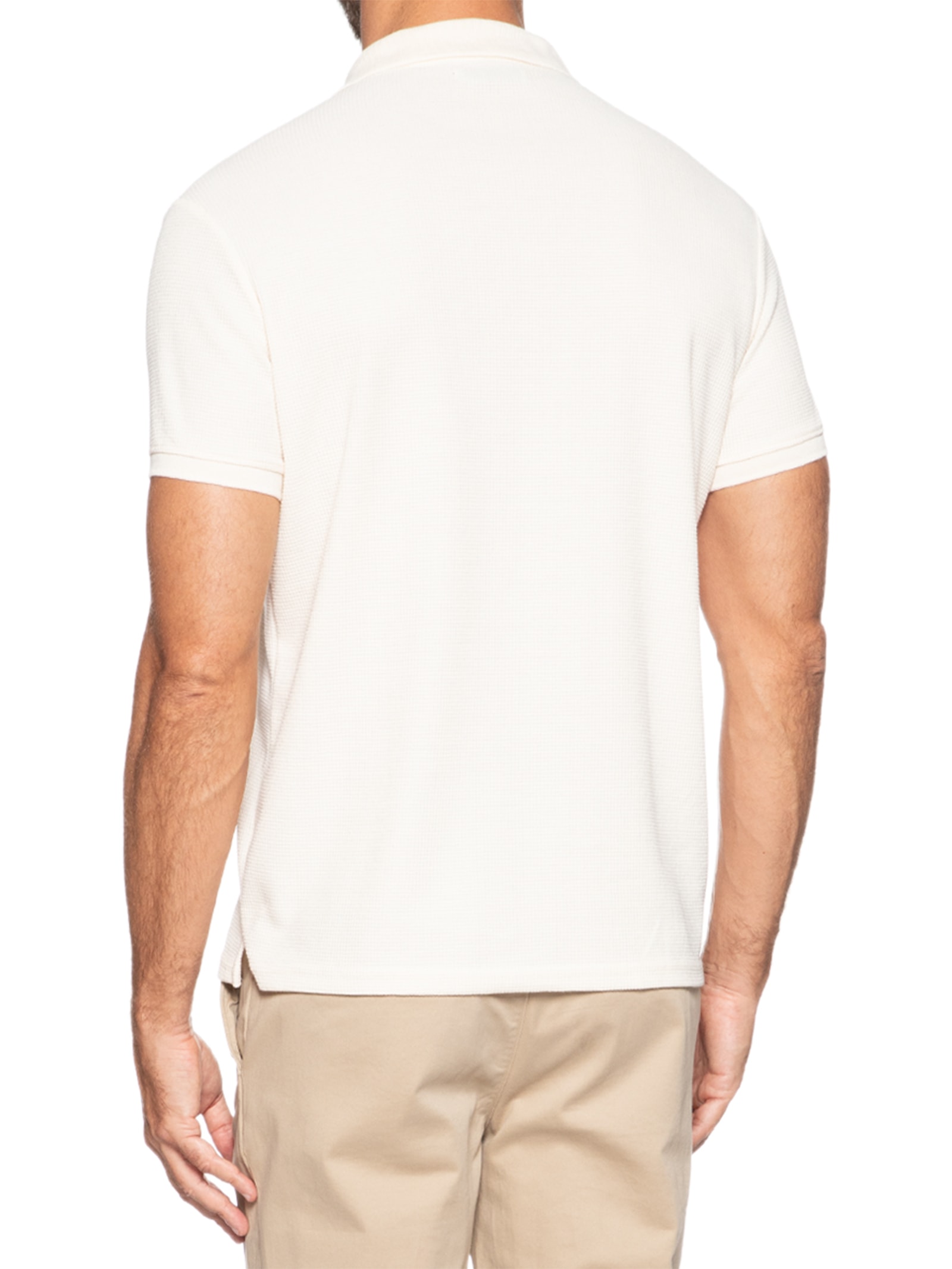 Polo Masculina Texturizada Algodão Bege '2 Essential
