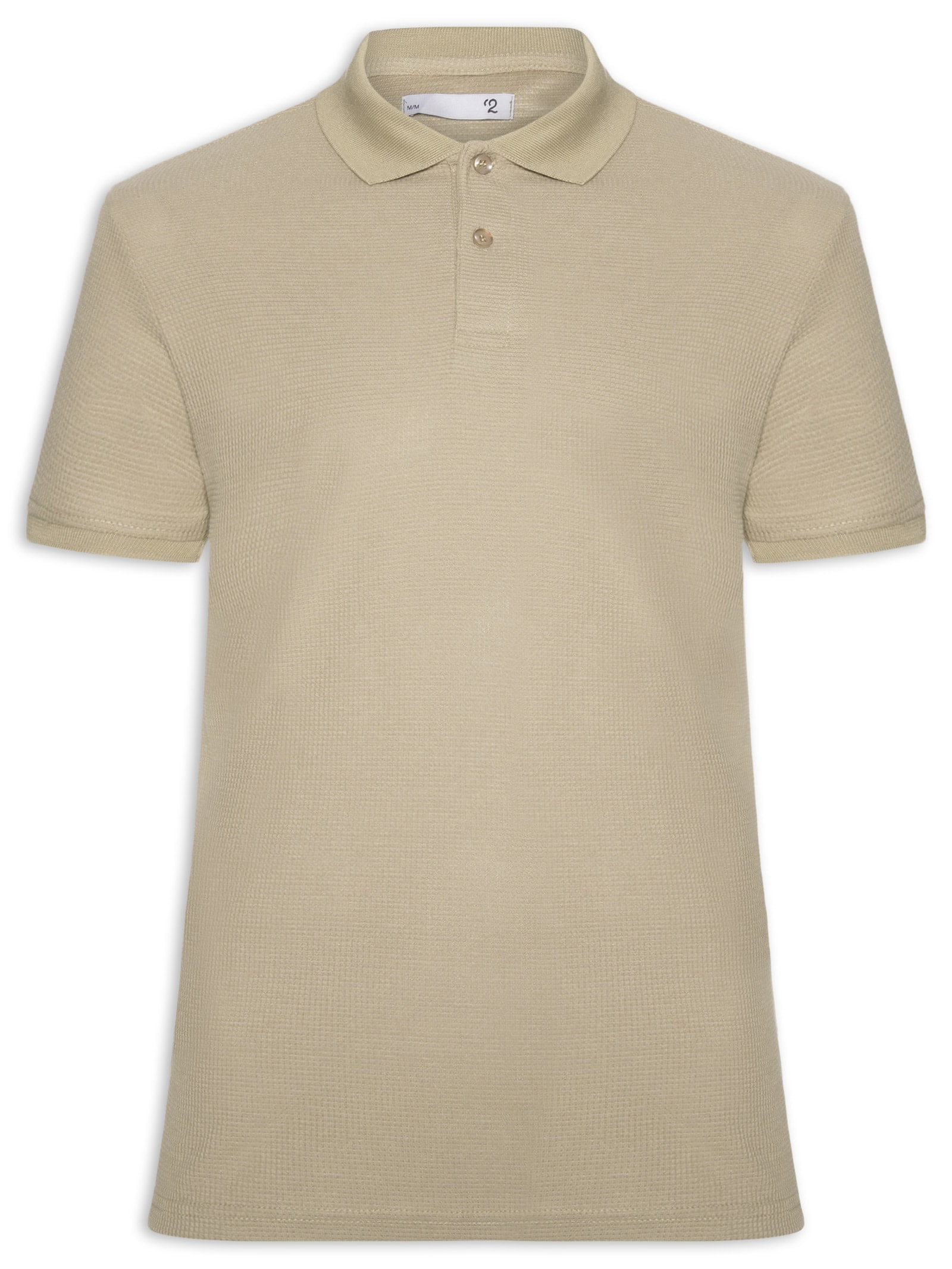 Polo Masculina Texturizada Algodão Bege '2 Essential