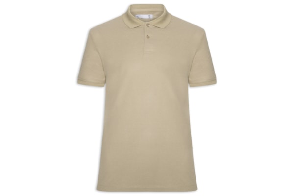 Polo Masculina Texturizada Algodão - Bege