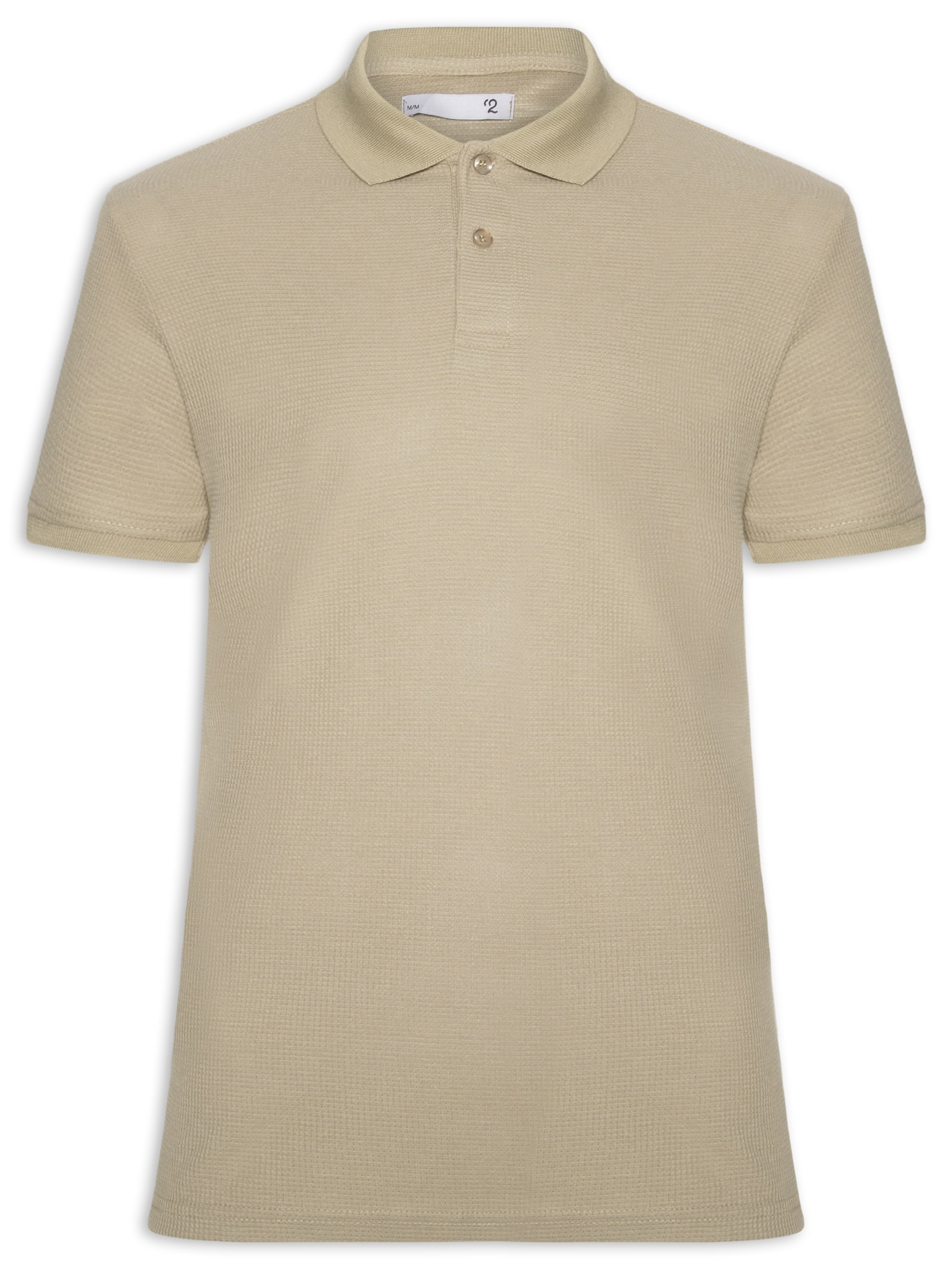 Polo Masculina Texturizada Algodão Bege '2 Essential