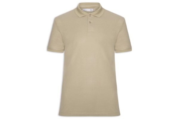 Polo Masculina Texturizada Algodão - Bege