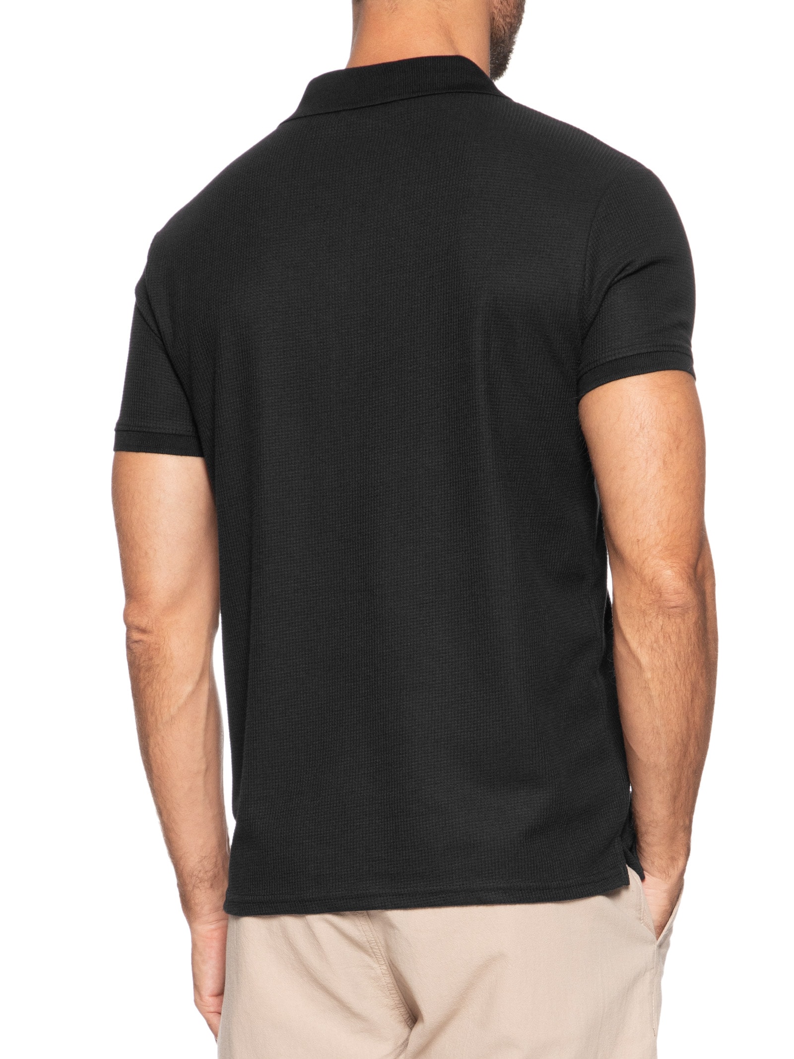 Polo Masculina Texturizada Algodão Preto '2 Essential