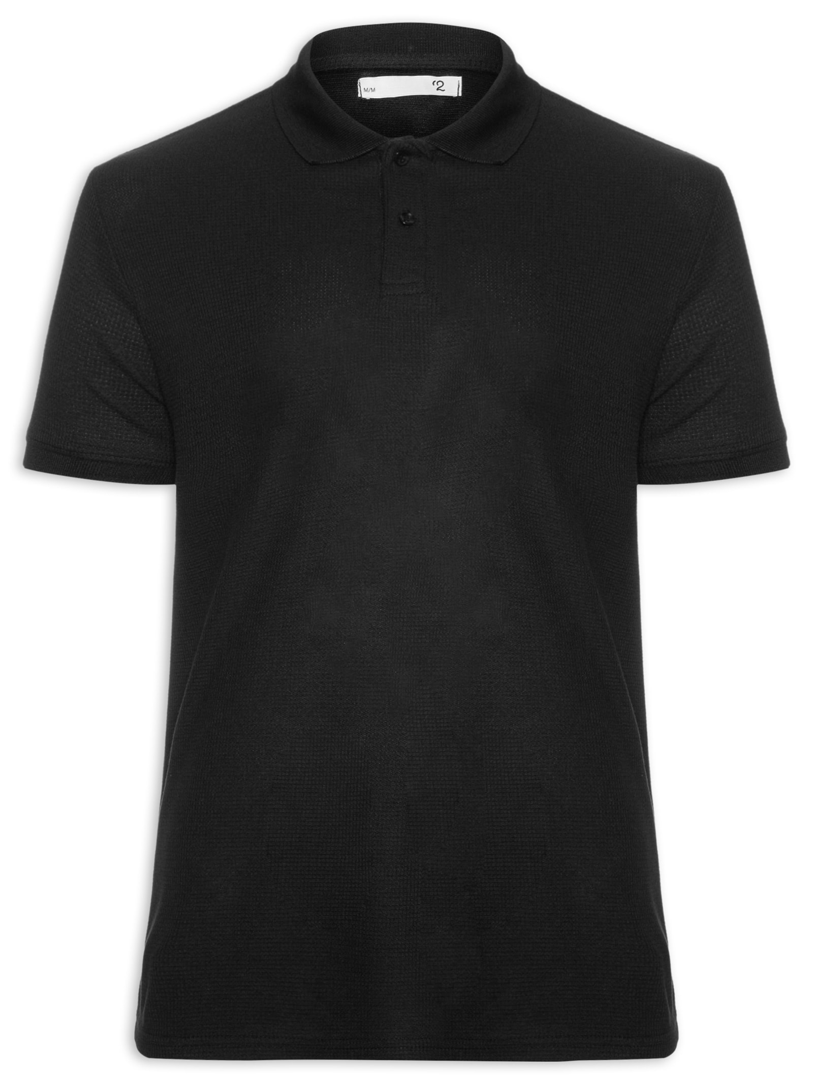 Polo Masculina Texturizada Algodão Preto '2 Essential