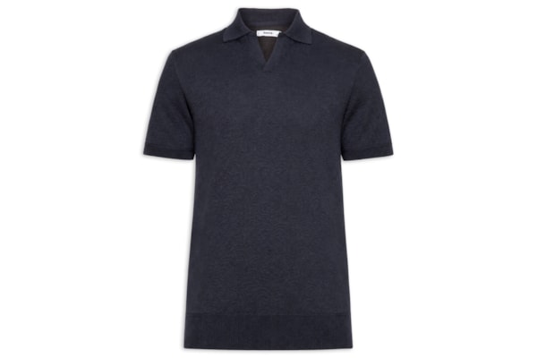 Polo Masculina Texturizada Com Gola Colombiana - Azul