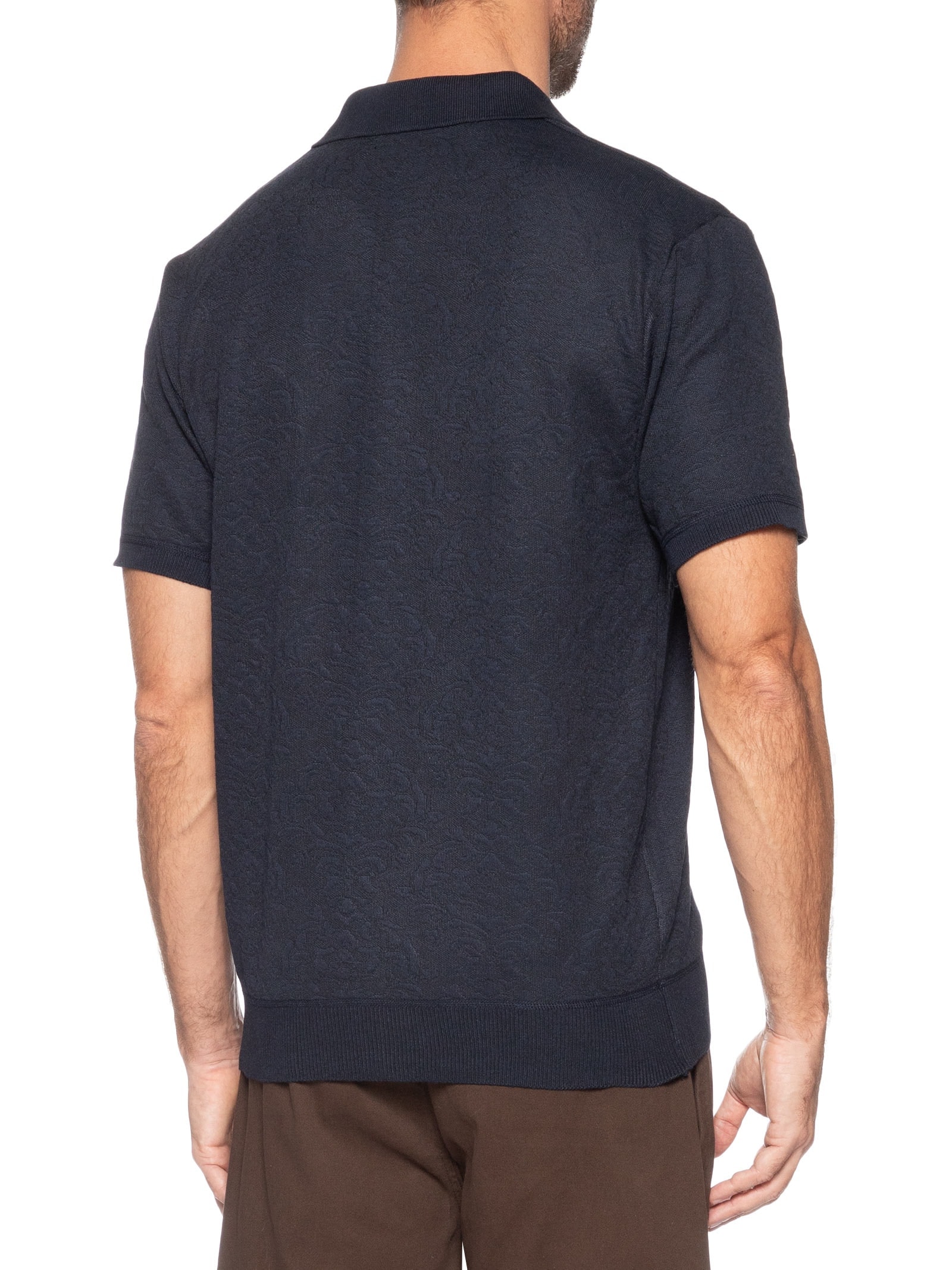 Polo Masculina Texturizada Com Gola Colombiana Azul Basiq Men