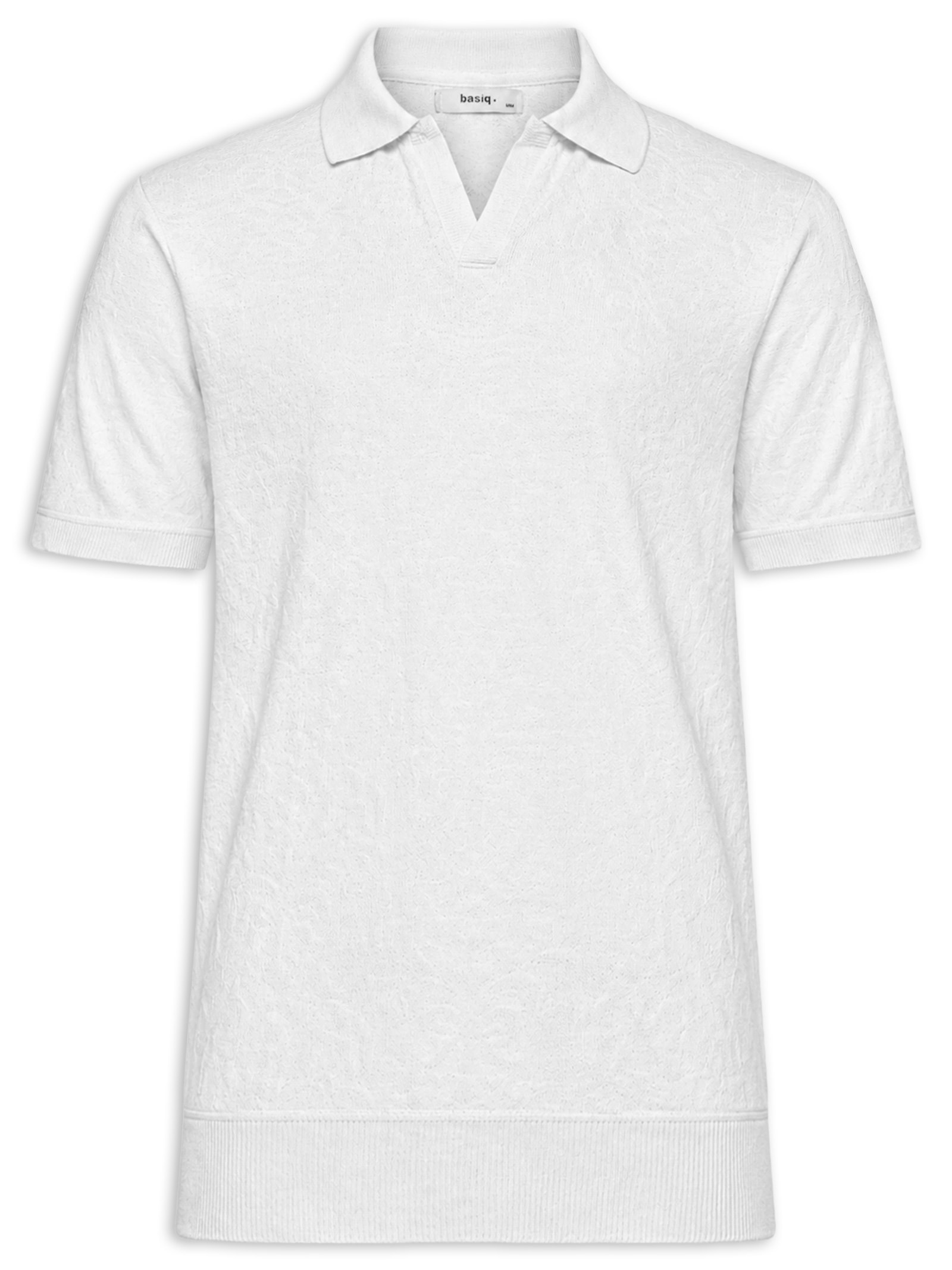 Polo Masculina Texturizada Com Gola Colombiana Branco Basiq Men
