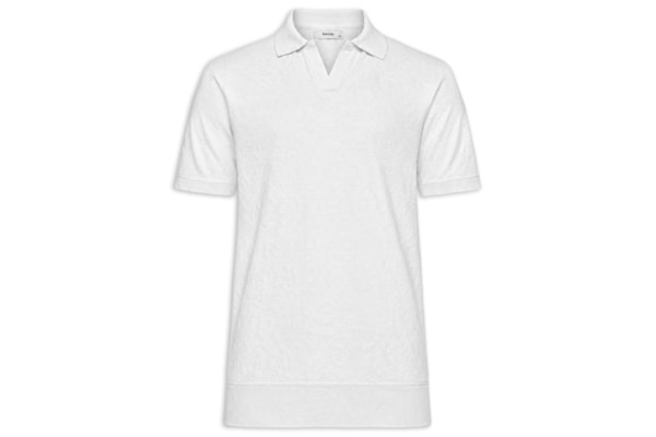 Polo Masculina Texturizada Com Gola Colombiana - Branco