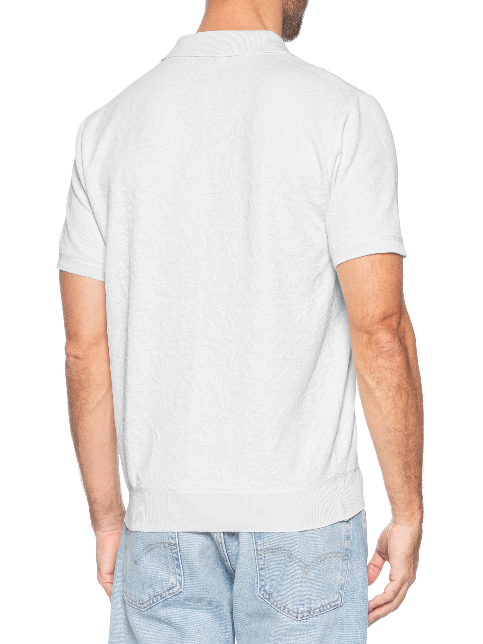 Polo Masculina Texturizada Com Gola Colombiana Branco Basiq Men