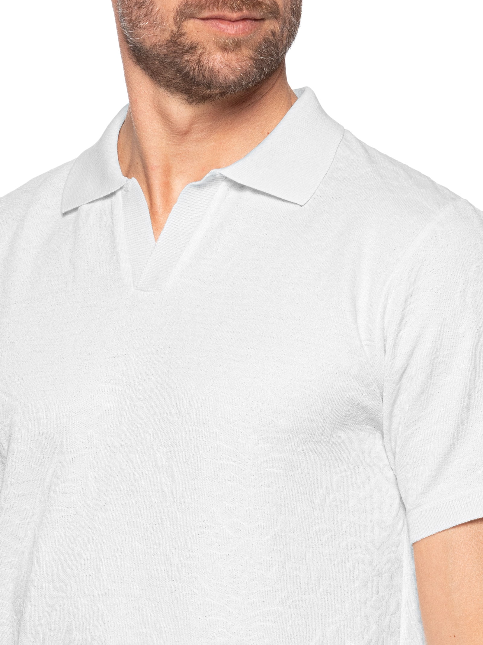 Polo Masculina Texturizada Com Gola Colombiana Branco Basiq Men