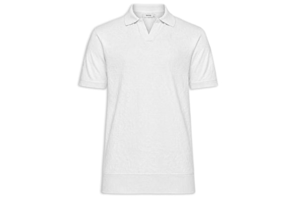 Polo Masculina Texturizada Com Gola Colombiana - Branco