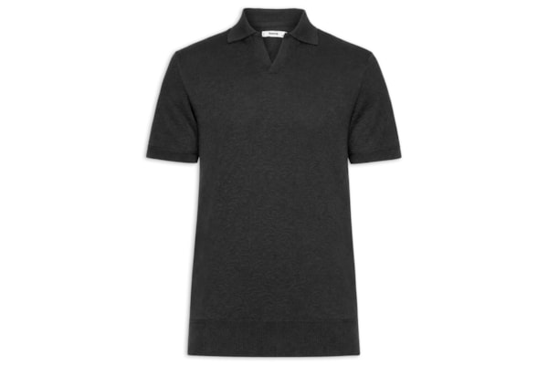 Polo Masculina Texturizada Com Gola Colombiana - Preto
