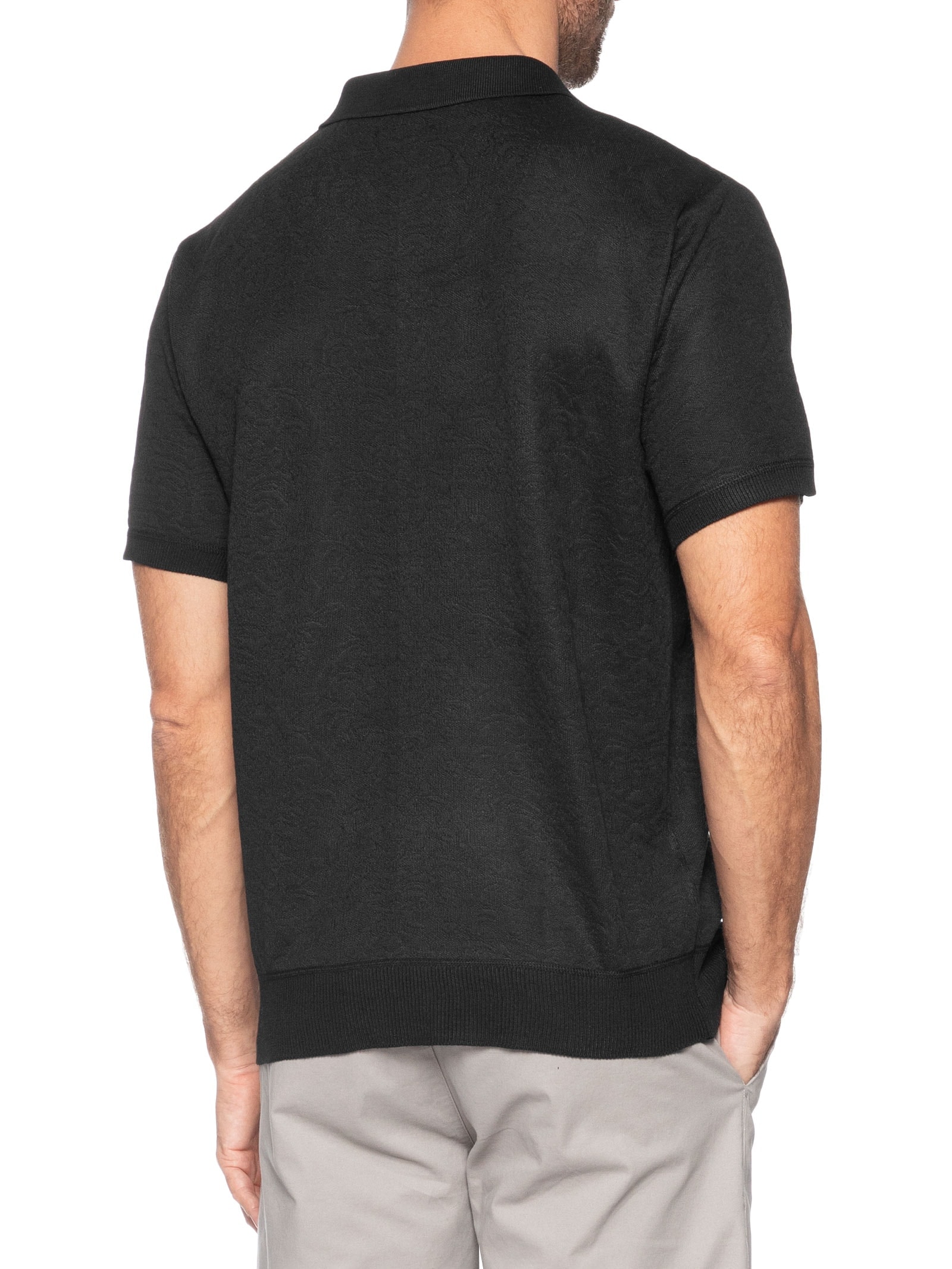 Polo Masculina Texturizada Com Gola Colombiana Preto Basiq Men