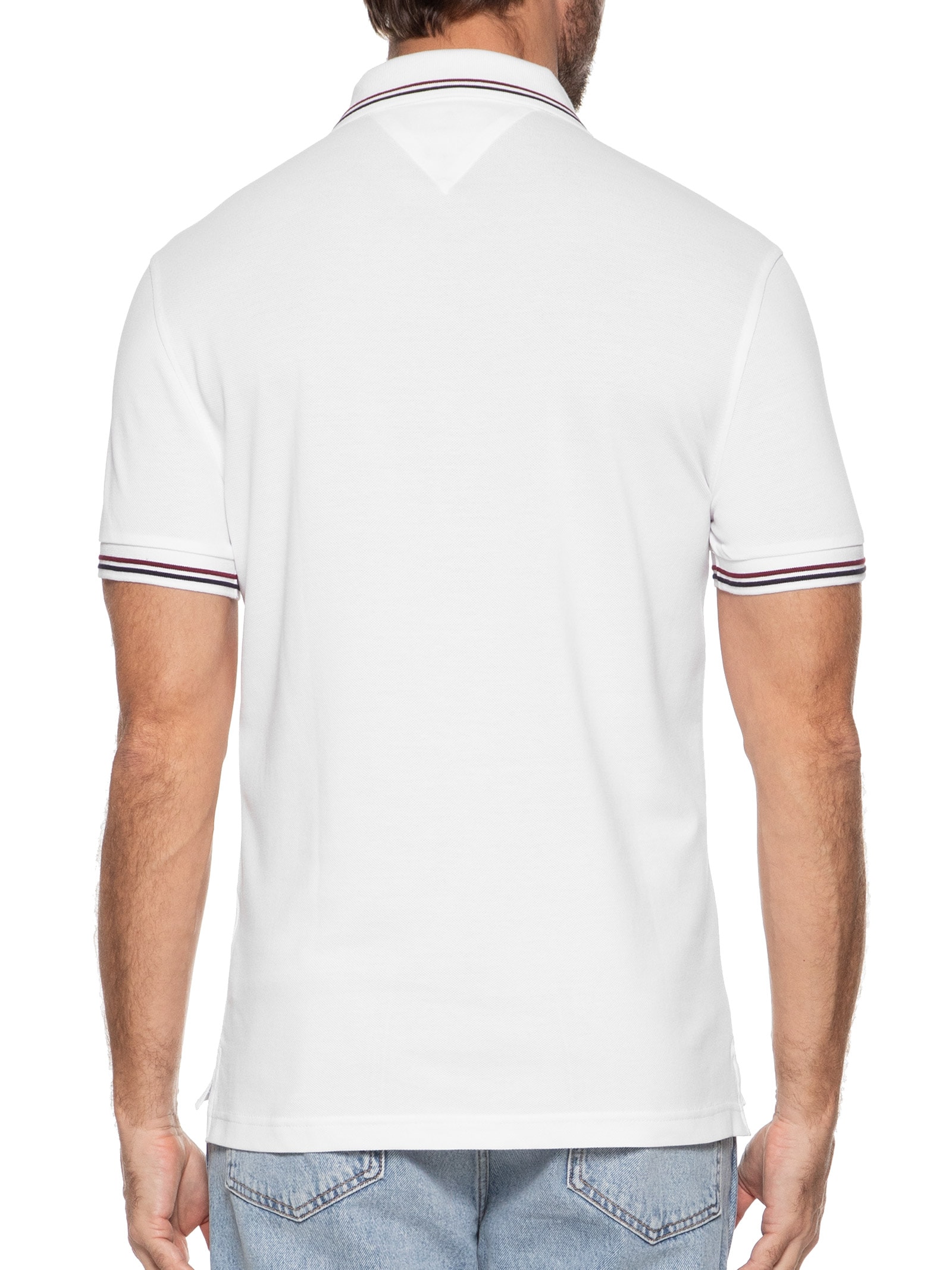 Polo Masculina Tipped Slim Fit Branco Tommy Hilfiger