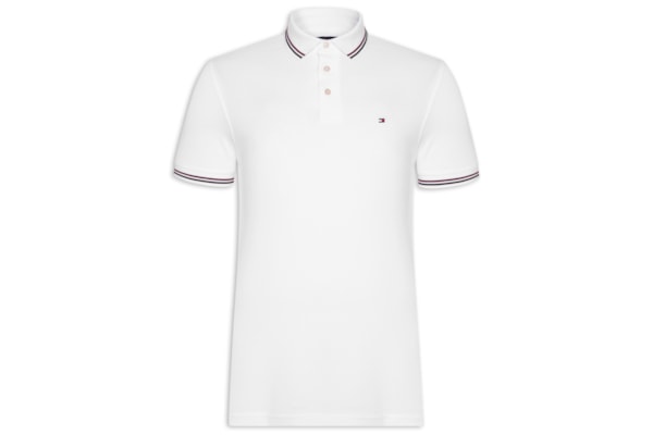 Polo Masculina Tipped Slim Fit - Branco