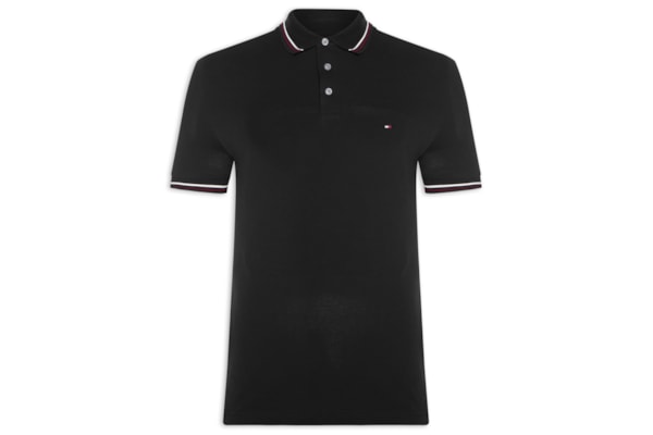 Polo Masculina Tipped Slim Fit - Preto