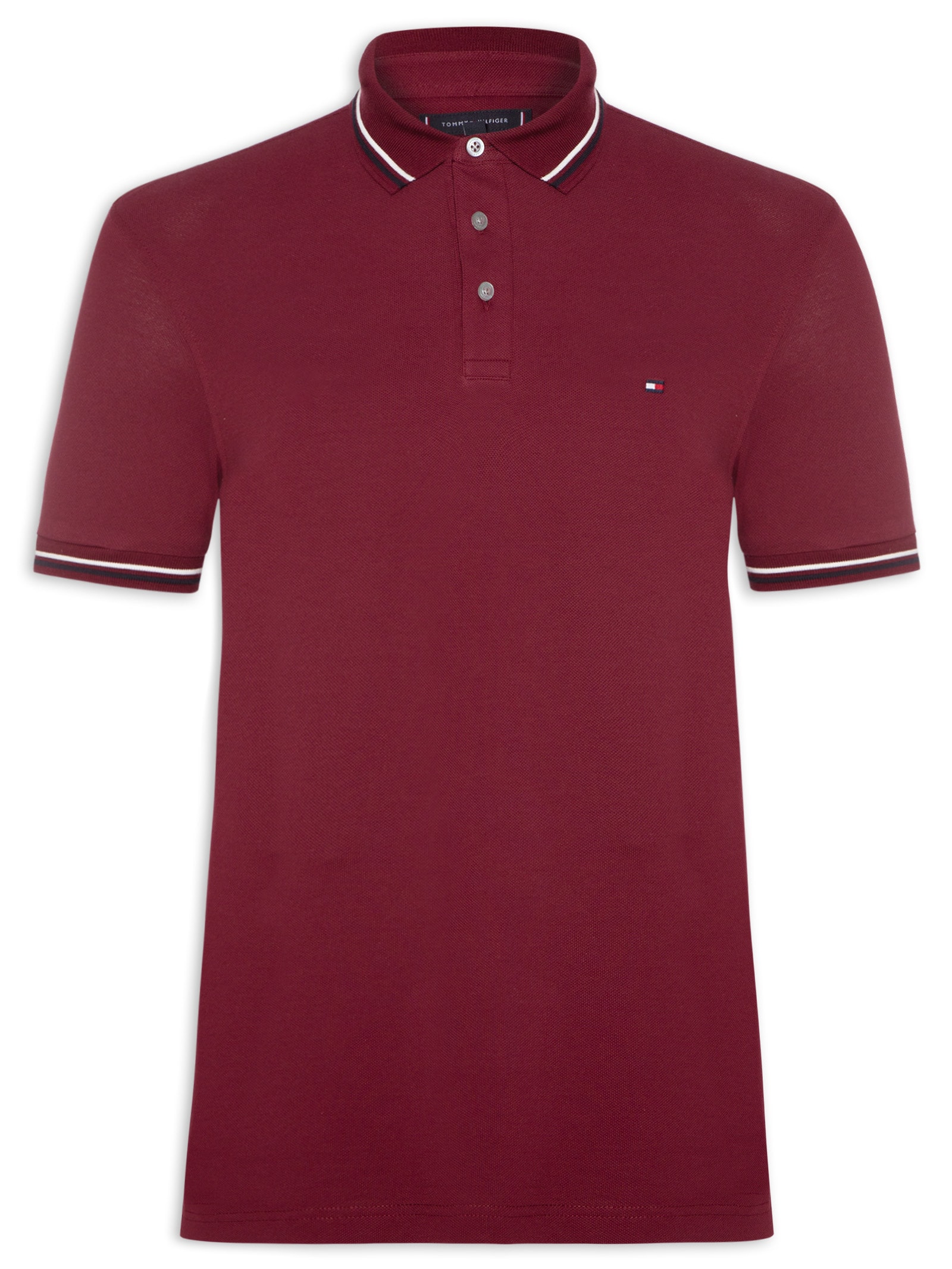 Tommy Hilfiger - Polo Masculina Tipped Slim Fit - Vinho