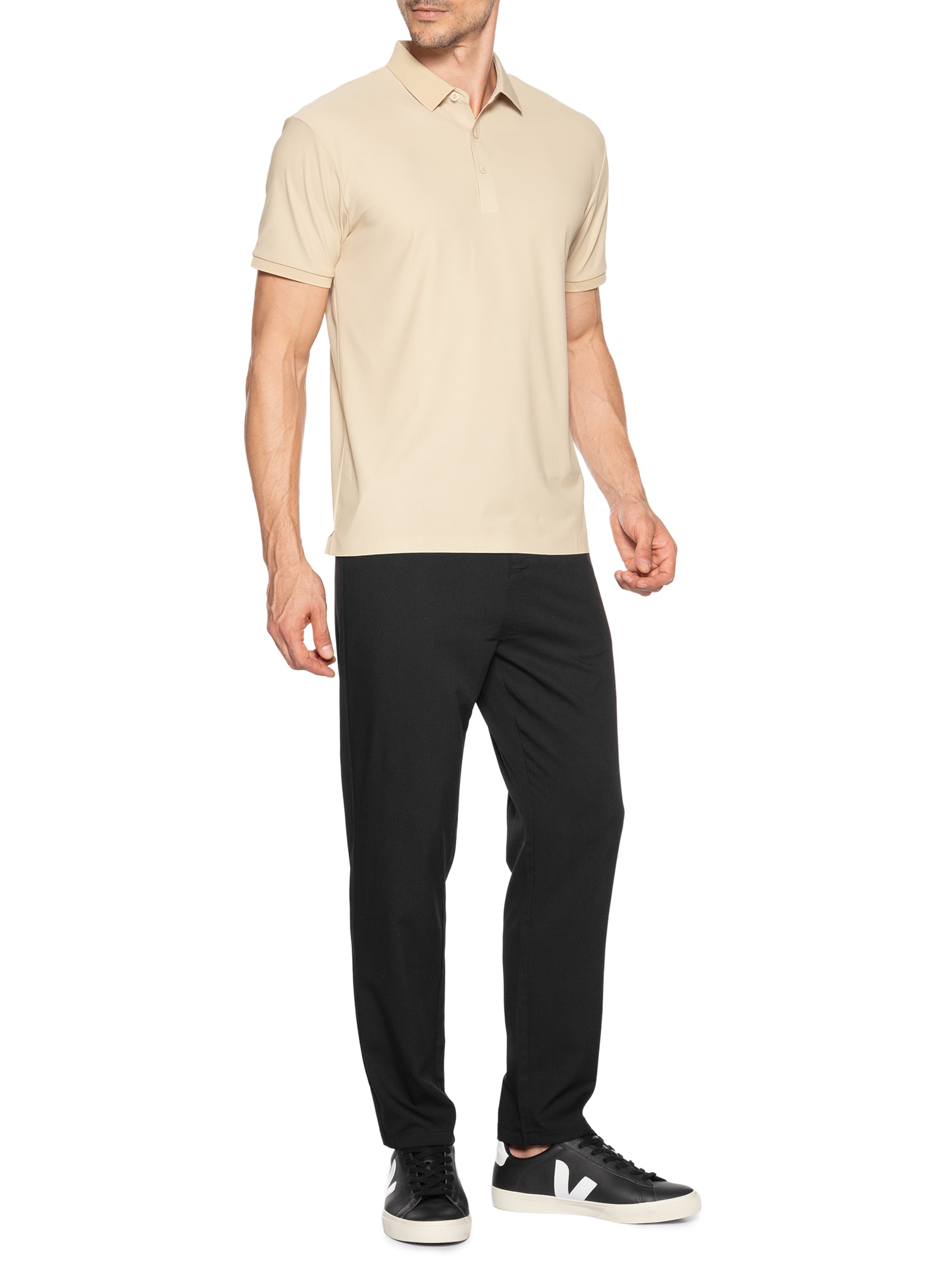 Polo Masculina Toque Gelado Sem Costura Bege '2 Essential