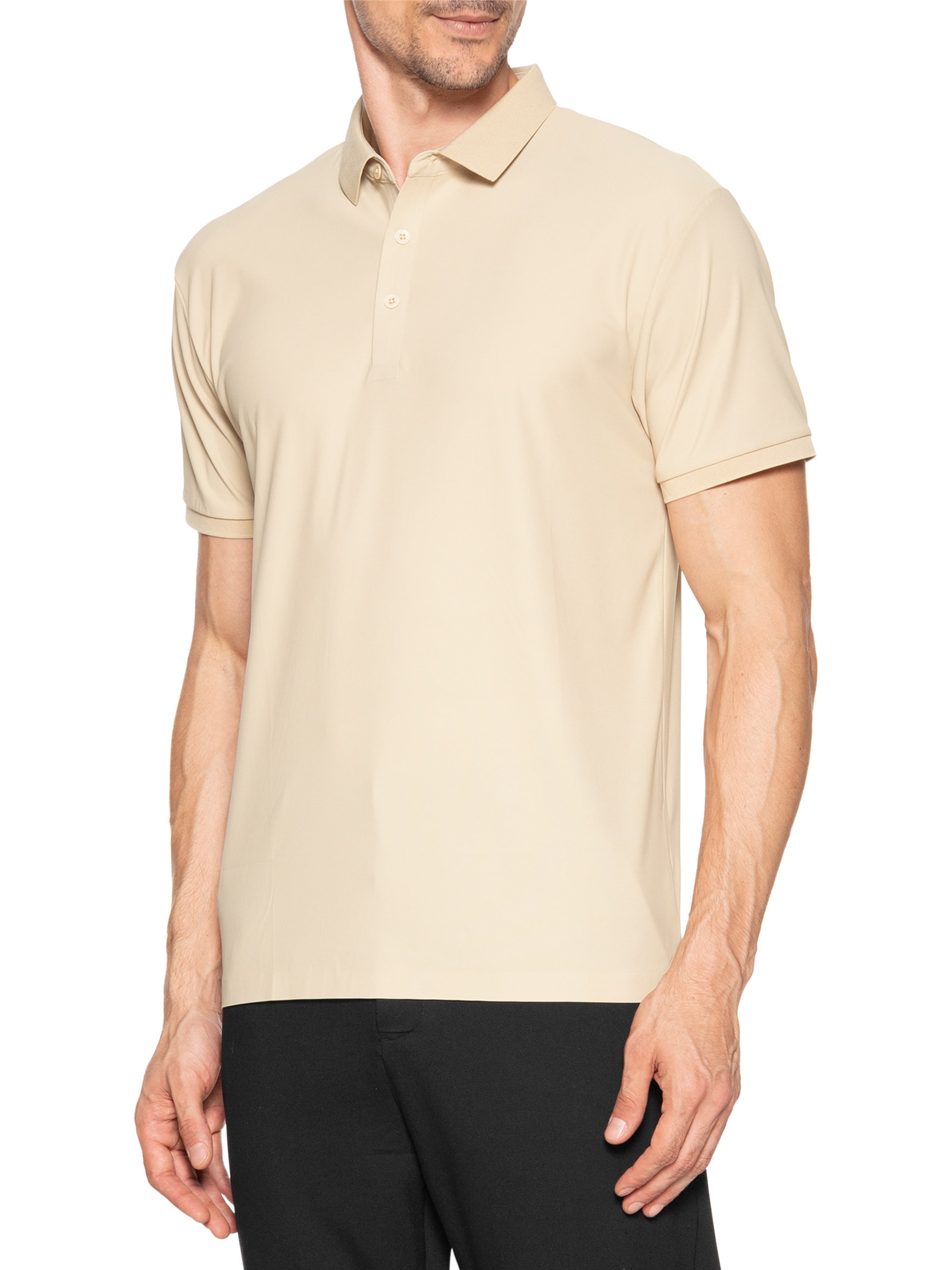 Polo Masculina Toque Gelado Sem Costura Bege '2 Essential