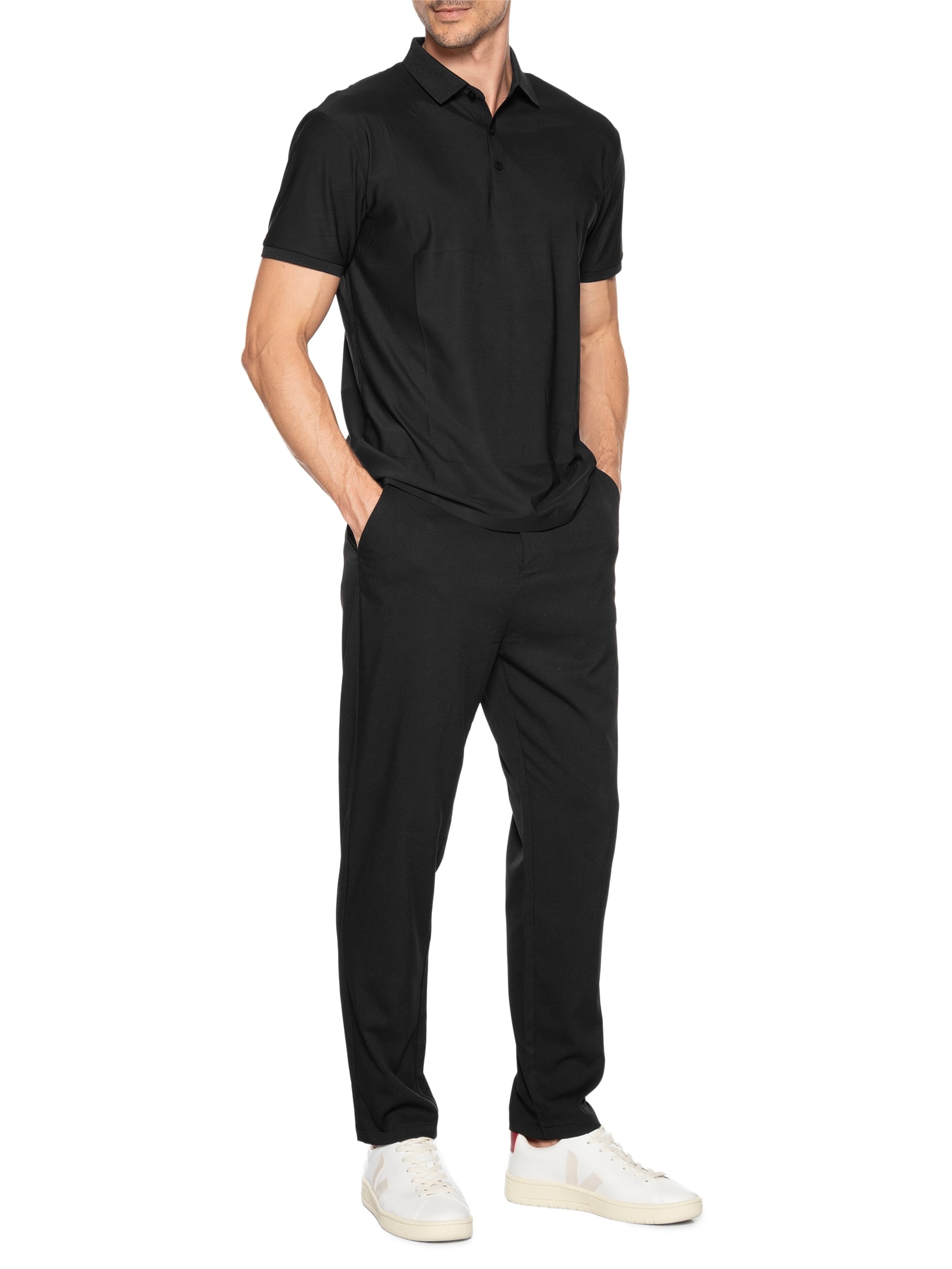 Polo Masculina Toque Gelado Sem Costura Preto '2 Essential