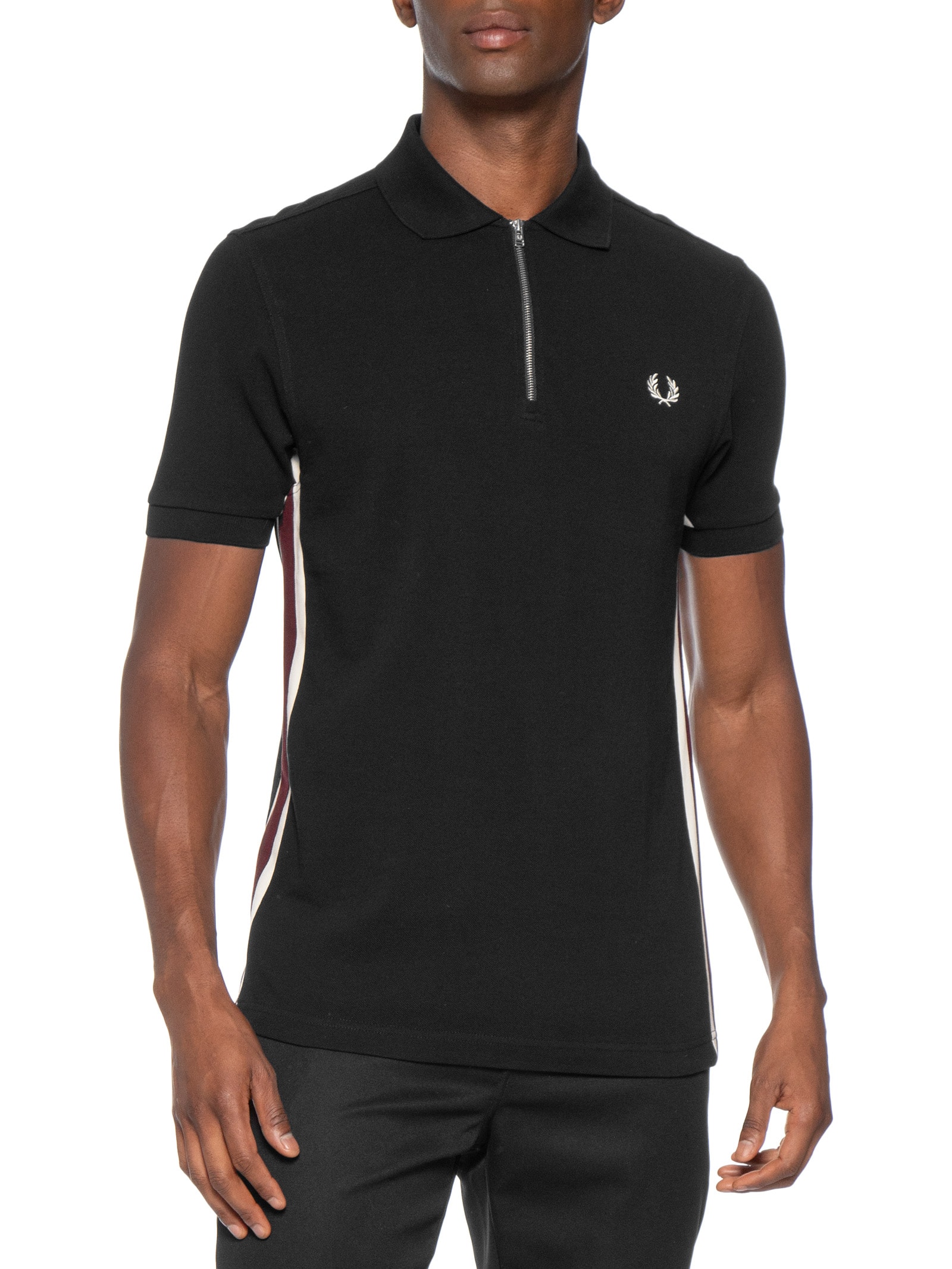 Polo Masculina Tramline Stripe Preto Fred Perry