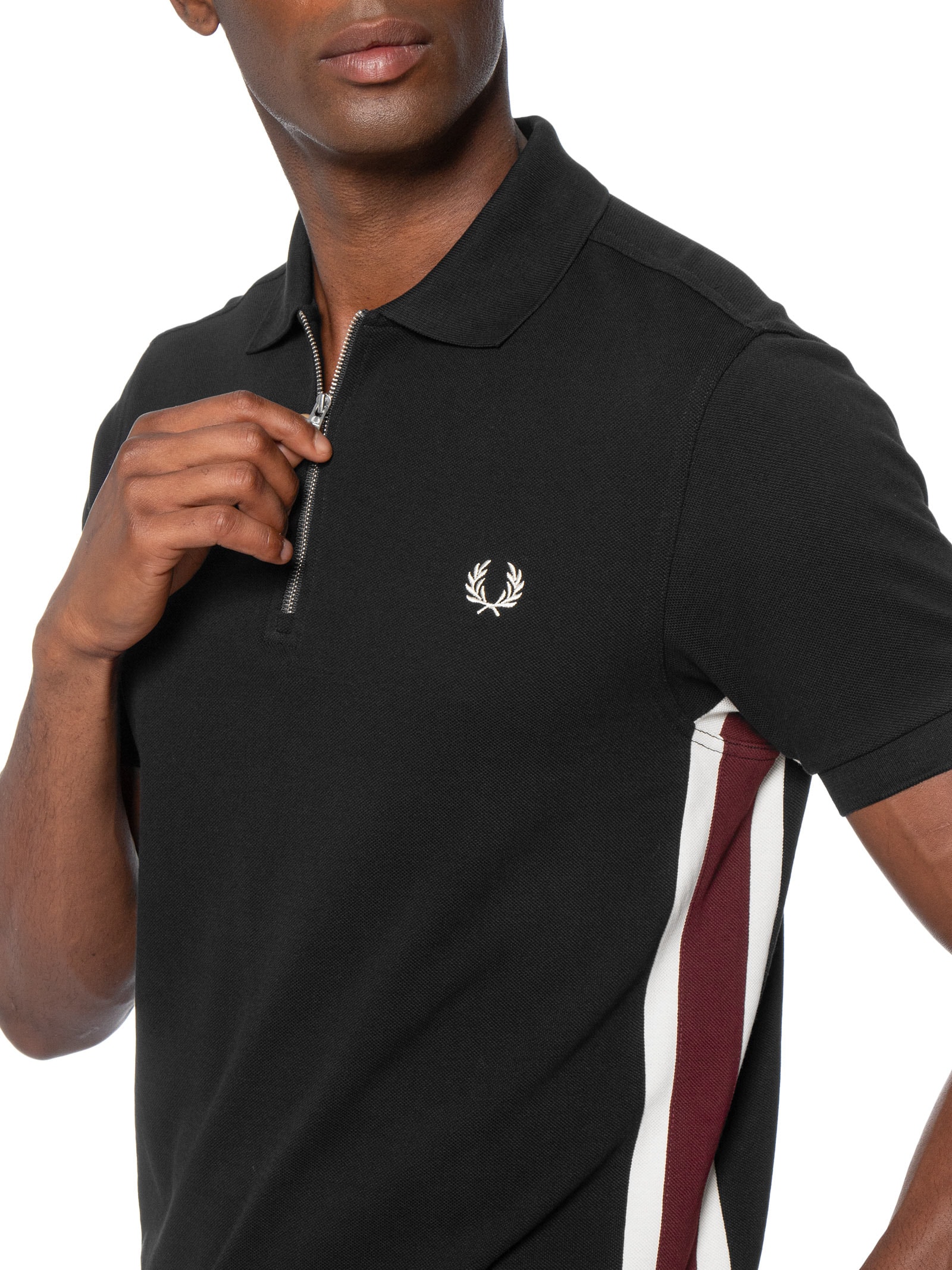 Polo Masculina Tramline Stripe Preto Fred Perry