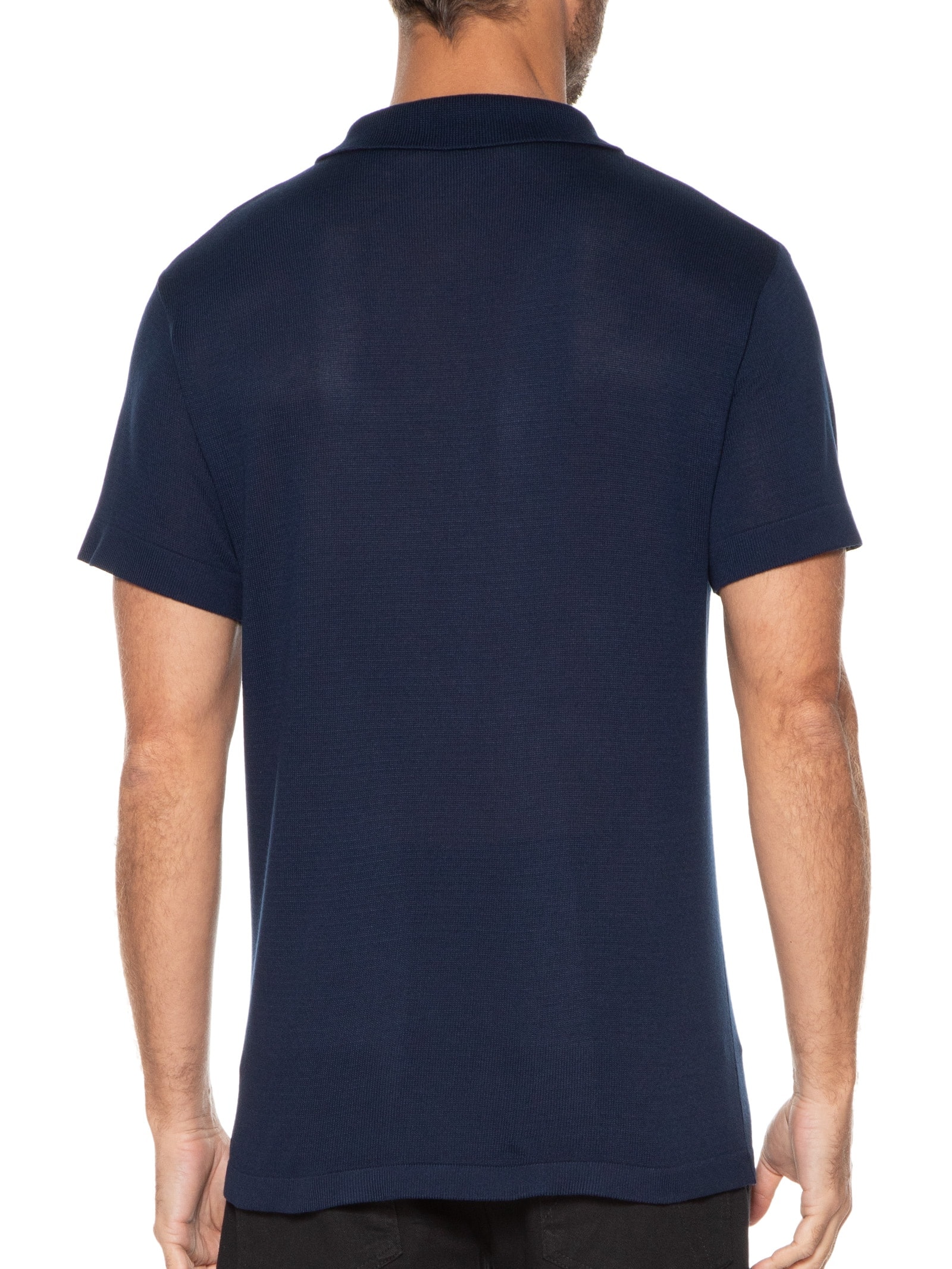 Polo Masculina Tricot Azul Basiq Men