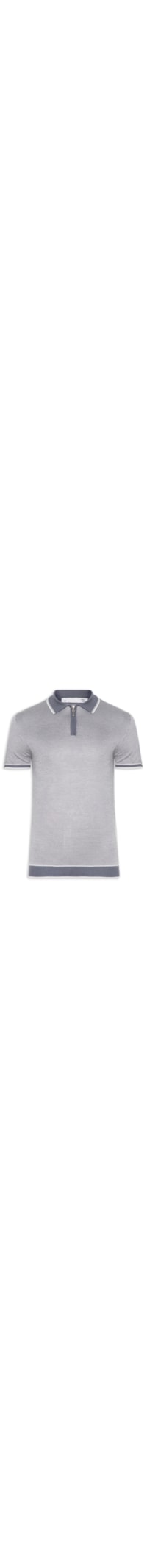 Polo Masculina Tricot Com Friso - Cinza
