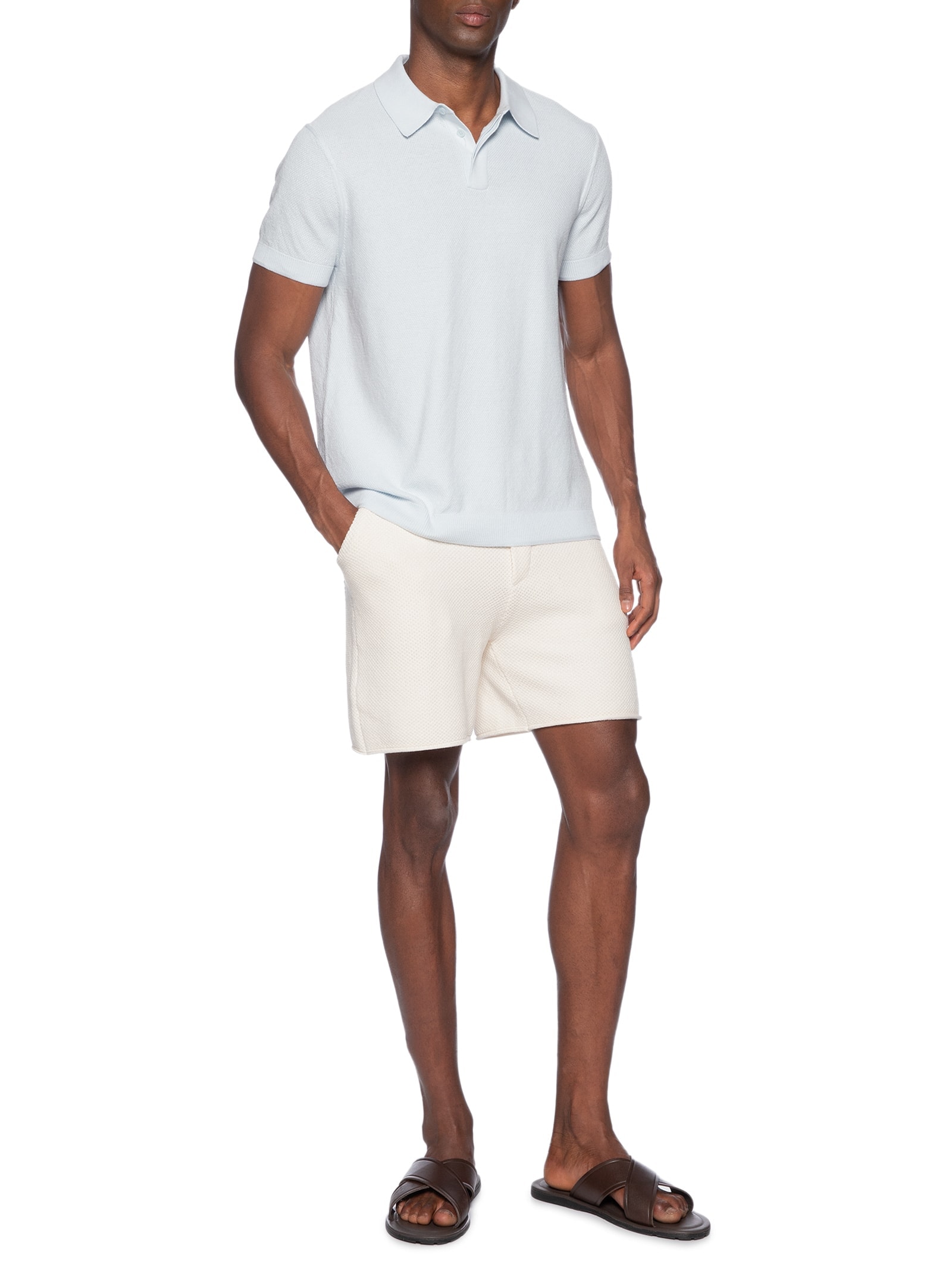 Polo Masculina Tricot Corda New Azul Foxton