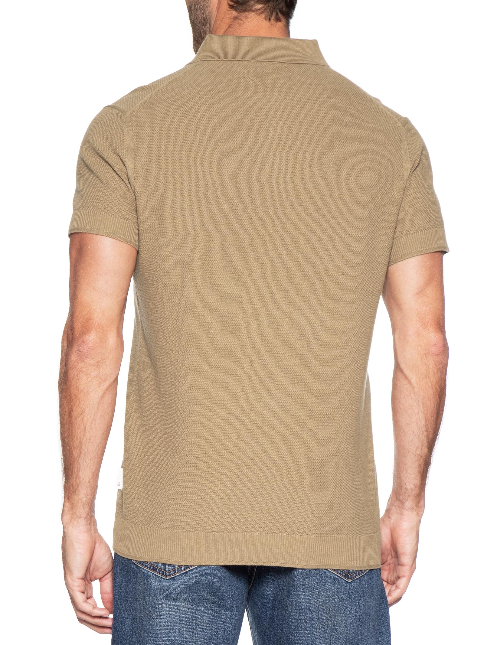 Polo Masculina Tricot Corda New Bege Foxton