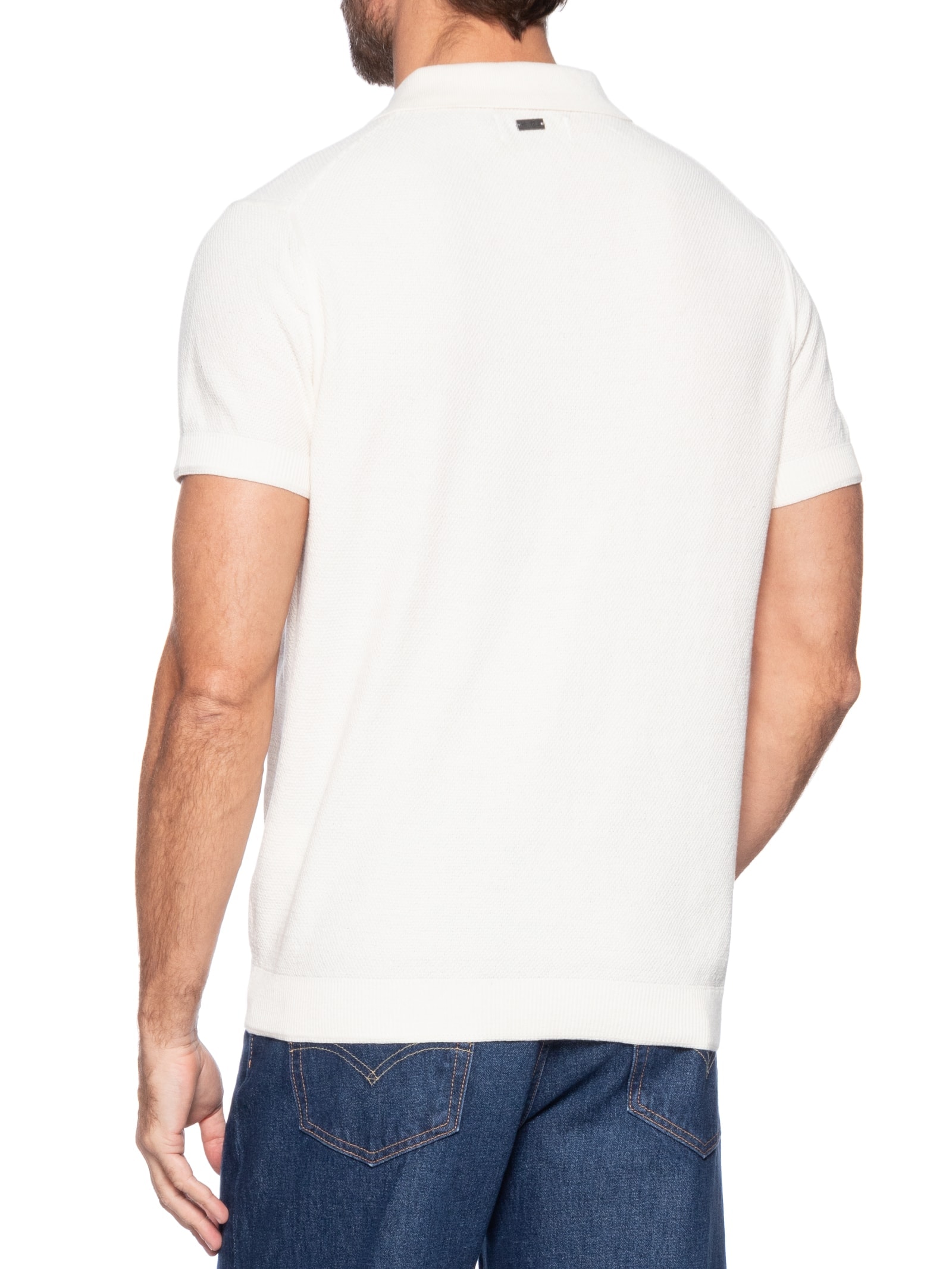 Polo Masculina Tricot Corda New Branco Foxton