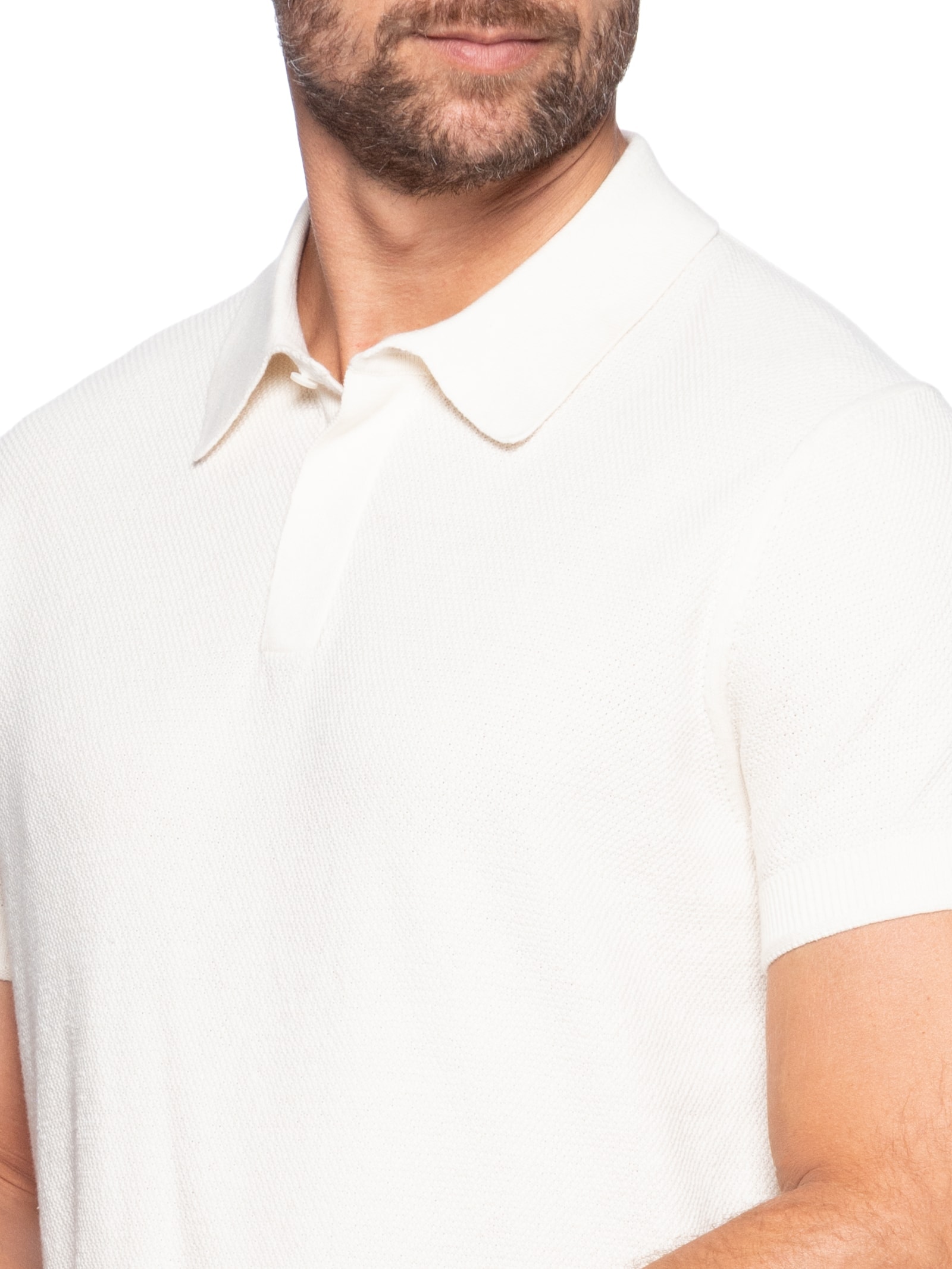 Polo Masculina Tricot Corda New Branco Foxton