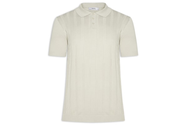 Polo Masculina Tricot Detalhes - Cinza